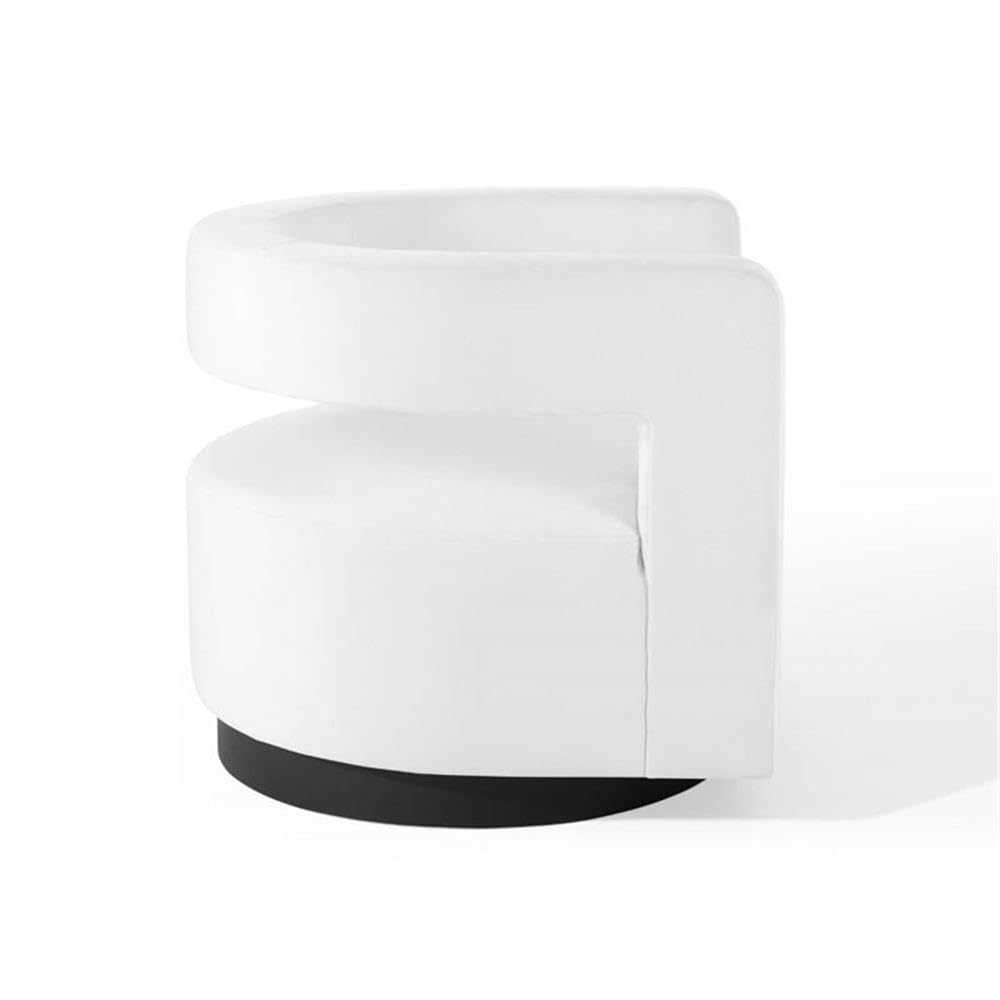 Modway Spin Armchairs - Modern Swivel Lounge Chair with Upholstered Seat, White - Perfect for Living Room, Office, or Reading Nook