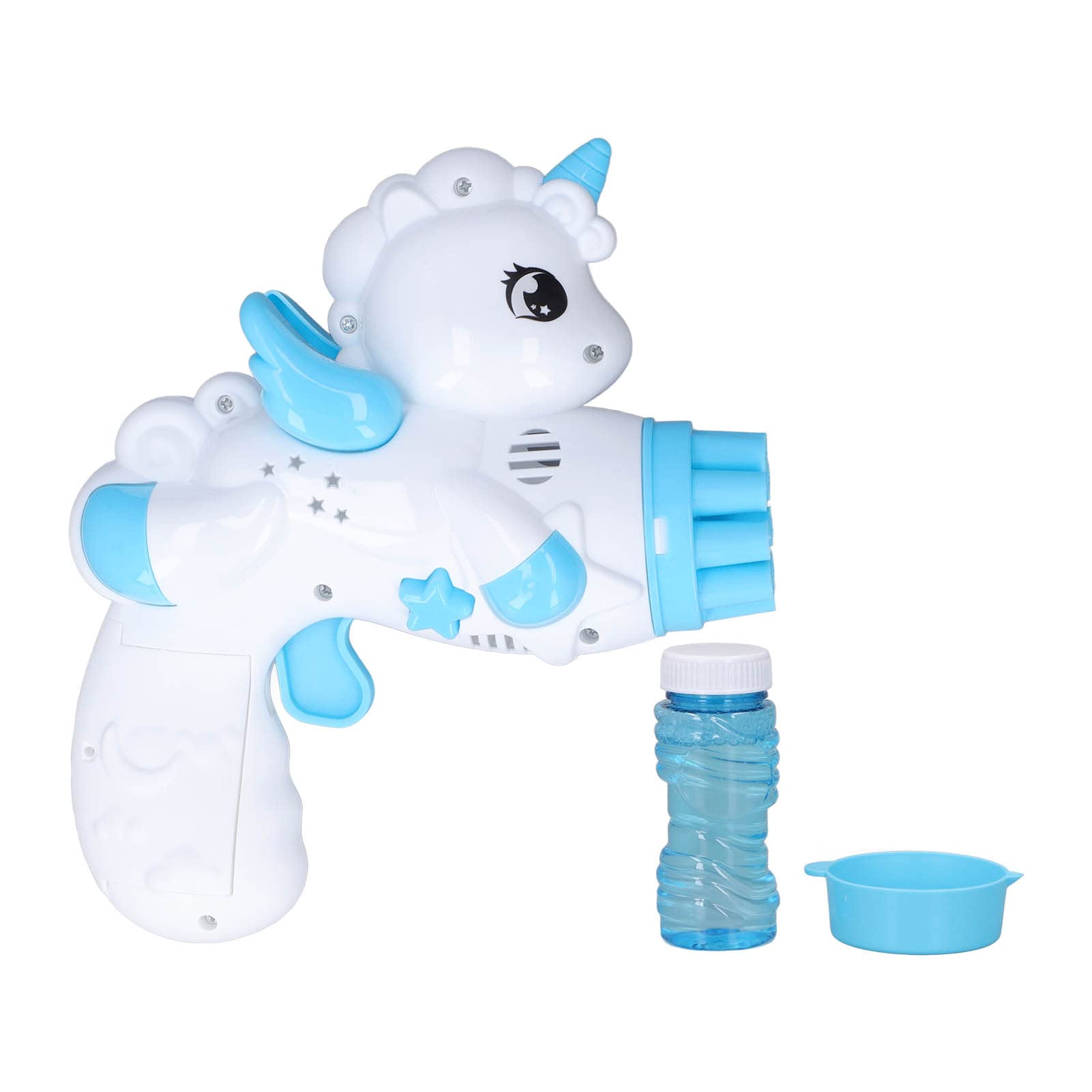 SOONALL Electric Bubble Machine Toy - Cartoon Pegasus Shape, 800 Bubbles Per Minute, 9-Hole Automatic Bubble Blower with LED Lights for Kids, Weddings, Outdoor Parties & Backyard Fun (Light Blue) | Perfect for Birthday Celebrations, Summer Play & Family Gatherings