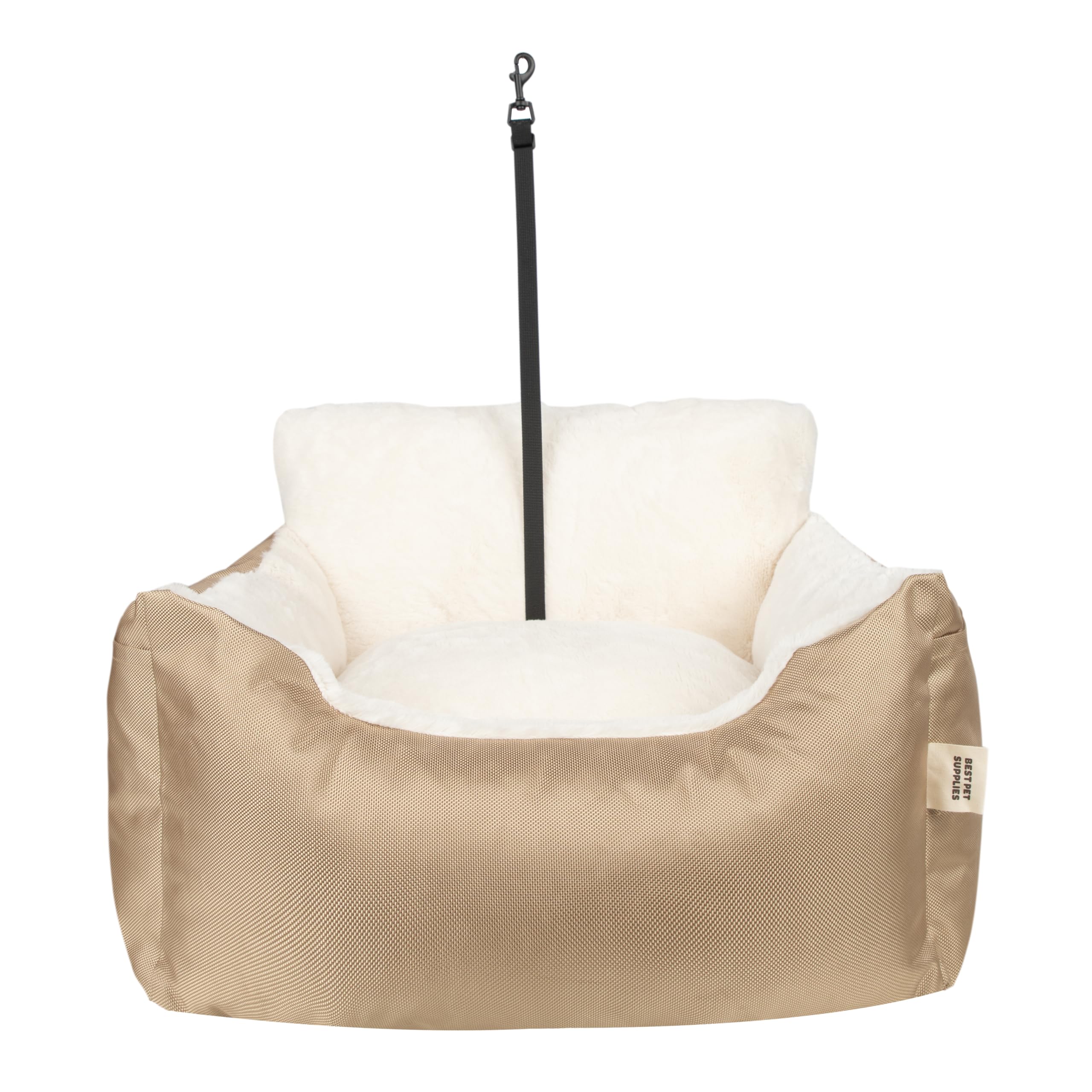 Premium Dog Car Booster Seat for Small & Medium Dogs - Soft Plush Cushion with Comfortable Bedding, Secure Safety Straps & Supportive Pillow (Brown) - Perfect for Road Trips & Travel Accessories
