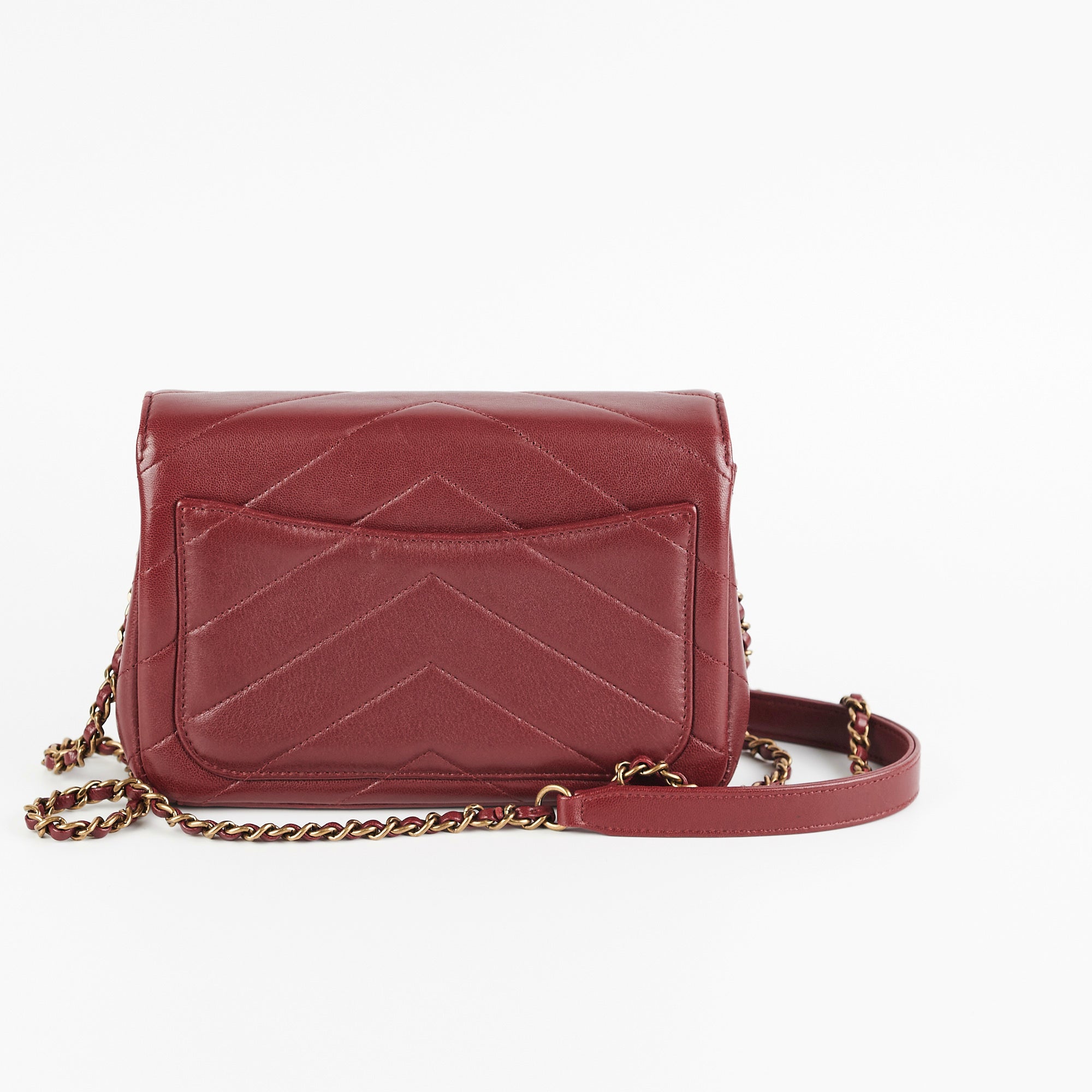Chanel Mini Chevron Burgundy Leather Crossbody Bag for Women - Luxury Designer Handbag for Date Night, Parties & Everyday Use