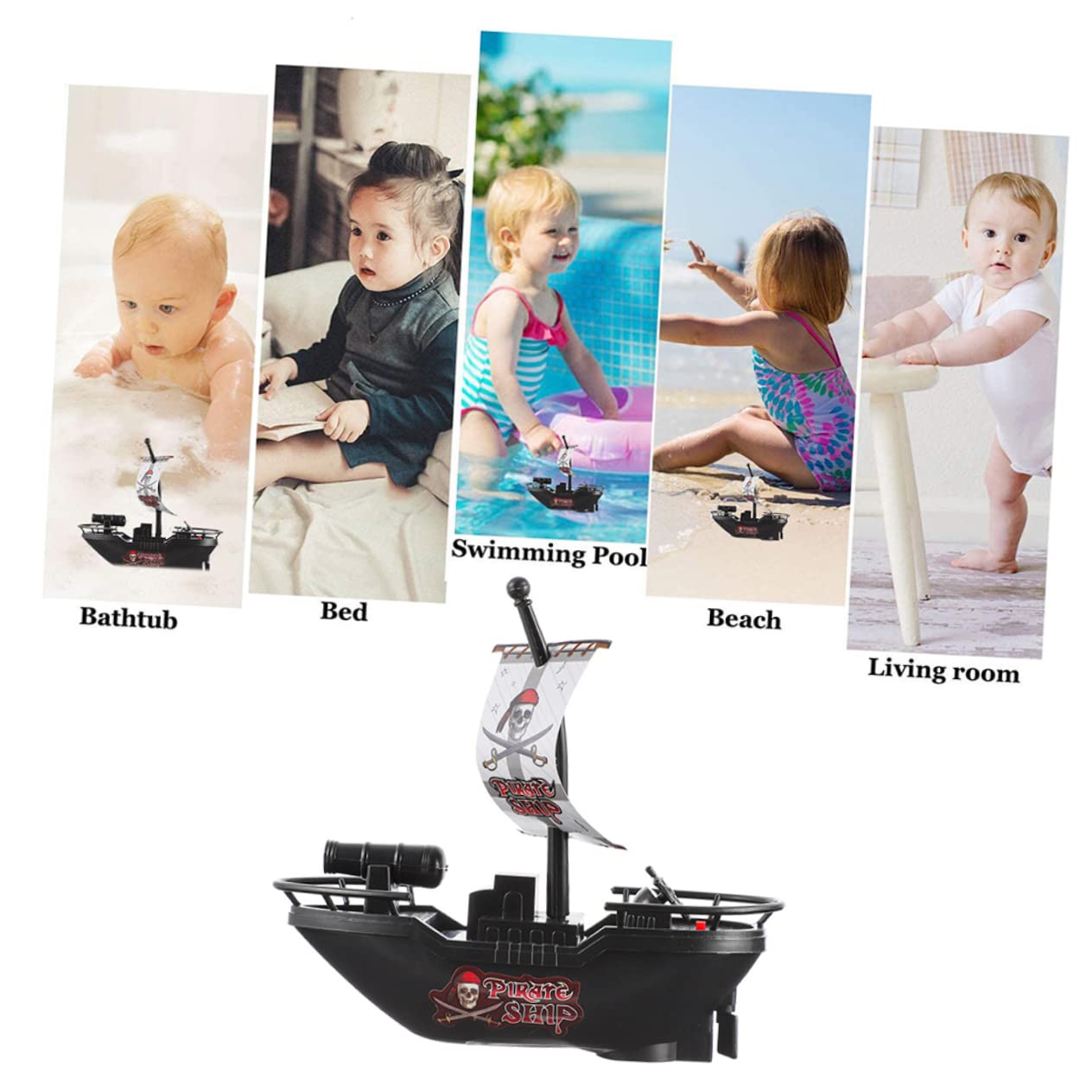 UPKOCH 6 Pack Motorized Pirate Boat Toys for Kids - Floating Pool Bath Toys Set - Durable Plastic Water Play Boats for Summer Fun | Perfect for Swimming Pools, Bathtubs & Outdoor Water Play