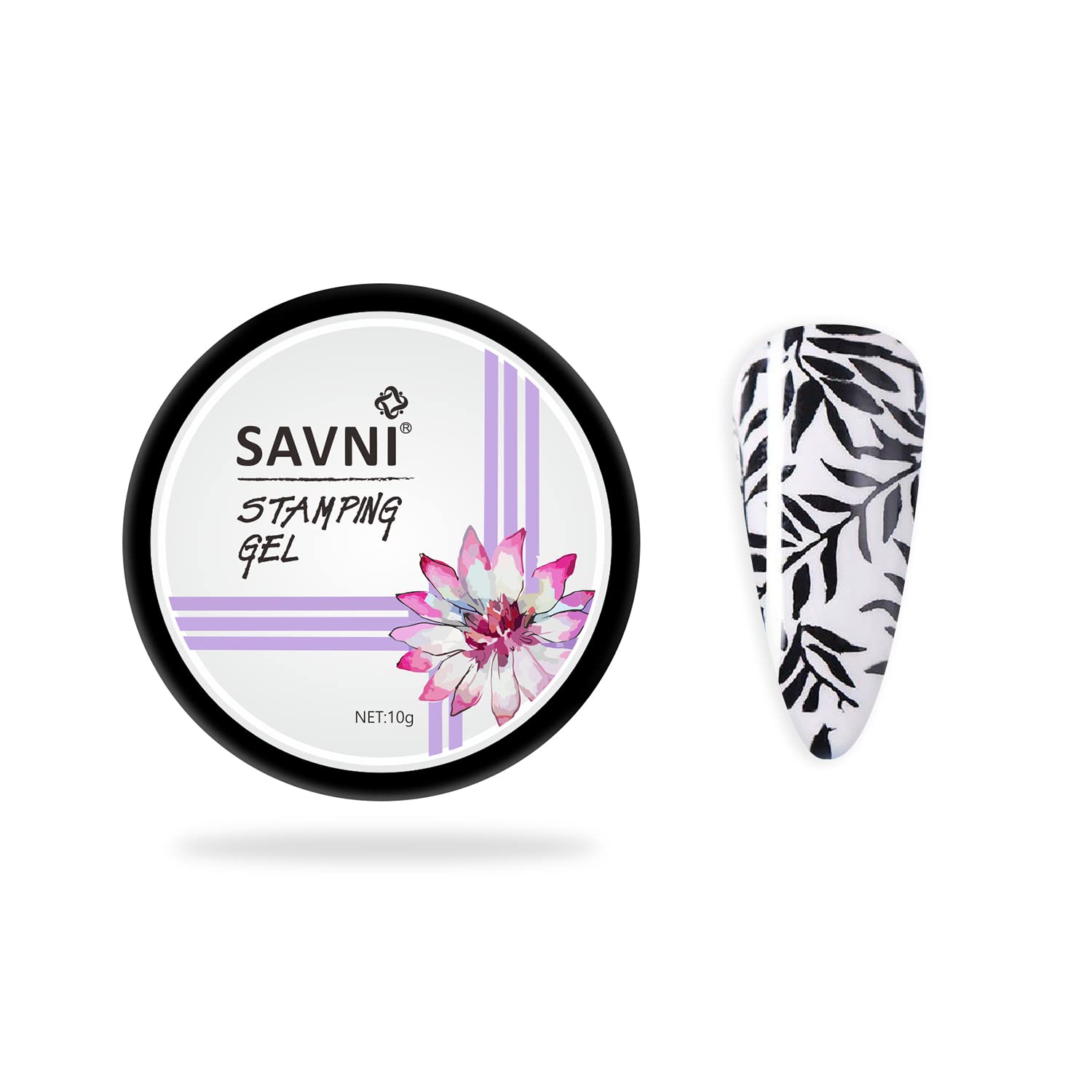 Savni Stamping Gel Soft Gel UV/LED Nail Extension Kit - 10g Black Nail Art Manicure Set for Long-Lasting Salon-Quality Nails at Home | Perfect for DIY Nail Art, Professional Manicures & Special Occasions
