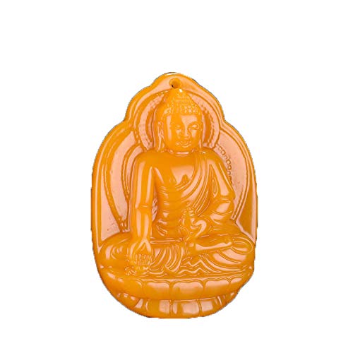Natural Yellow Chalcedony Necklace - Amitabha Amulet Pendant for Spiritual Protection
