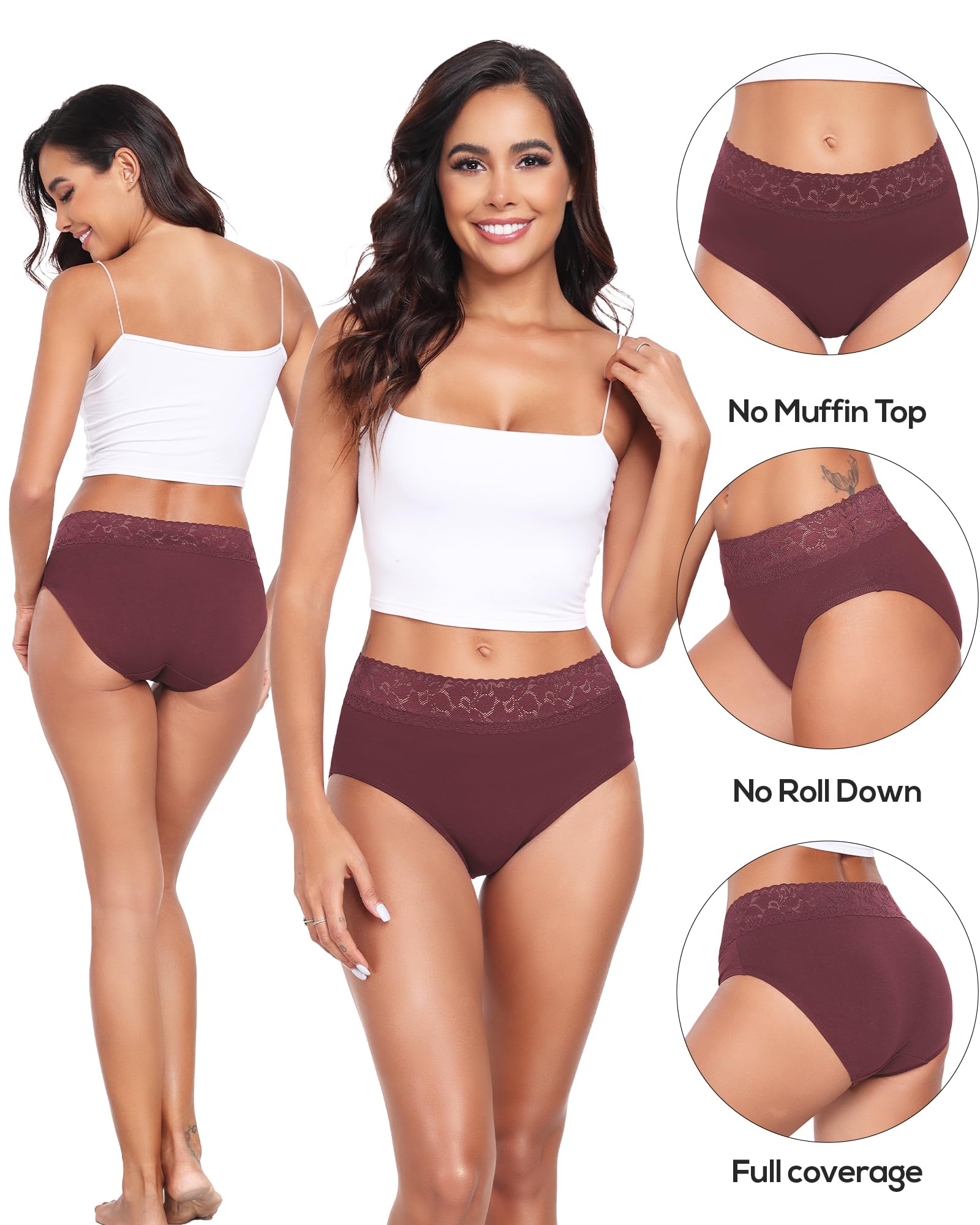 Altheanray Women's Cotton Underwear - Breathable Lace Bikini Panties with Stretch, Comfortable Hipster Briefs for Daily Wear, Sleep & Lounge