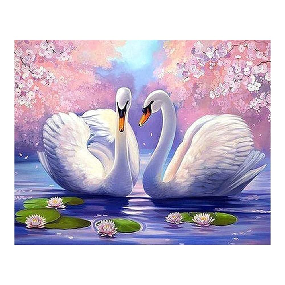 5D Diamond Painting Kit - Swan Animal Full Round DIY Diamond Art for Adults, Home Wall Decor, Rhinestone Mosaic Cross Stitch Craft (Perfect for Living Room, Bedroom & Gift Ideas)