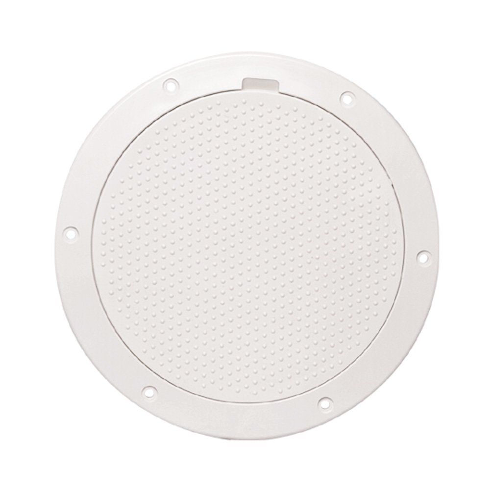 Beckson 6 Inch Non-Skid Pry-Out Deck Plate White - Marine Boat Deck Hatch Cover for Waterproof Access & Storage