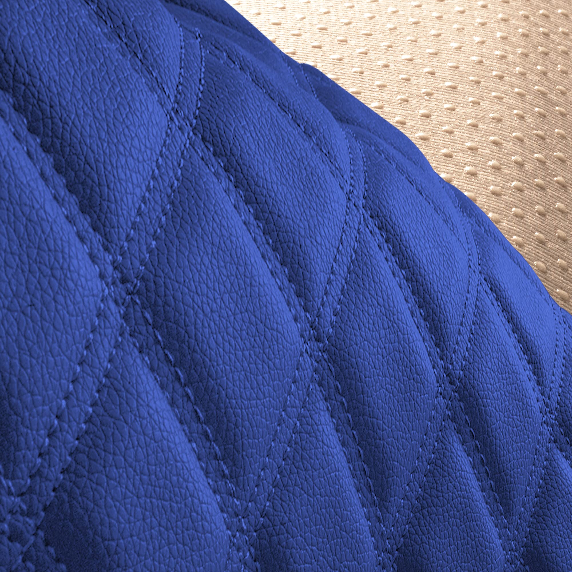 Premium FH Group Faux Leather Car Seat Covers - Universal Fit for Cars, Trucks & SUVs | Waterproof Seat Protector Cushion | Rear Seat Cover in Blue | Perfect for Road Trips, Commuting & Child Protection