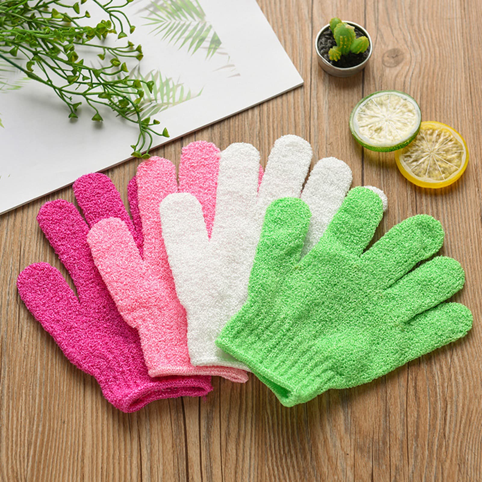 Exfoliating Bath Glove - Back Scrubber Towel & Sponge Ball for Shower, Spa & Skin Care - Solid Color Body Scrub Massager (Random Color) - Perfect for Deep Cleansing, Dead Skin Removal & Relaxing Massage