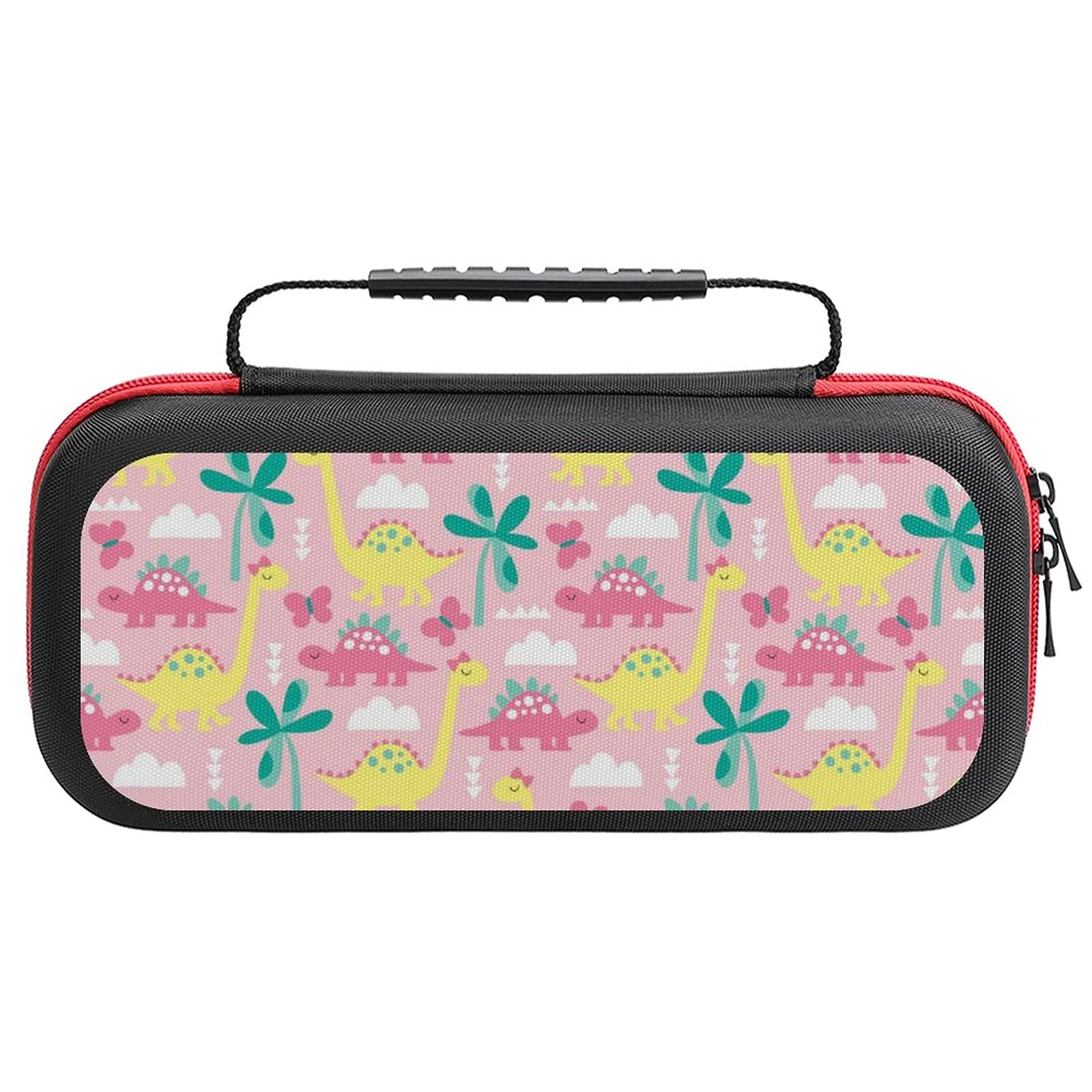 Pink Dinosaur Printed Travel Case for Nintendo Switch Lite - Portable Storage Bag for Console & Accessories - Perfect for Gaming on the Go, School, and Travel