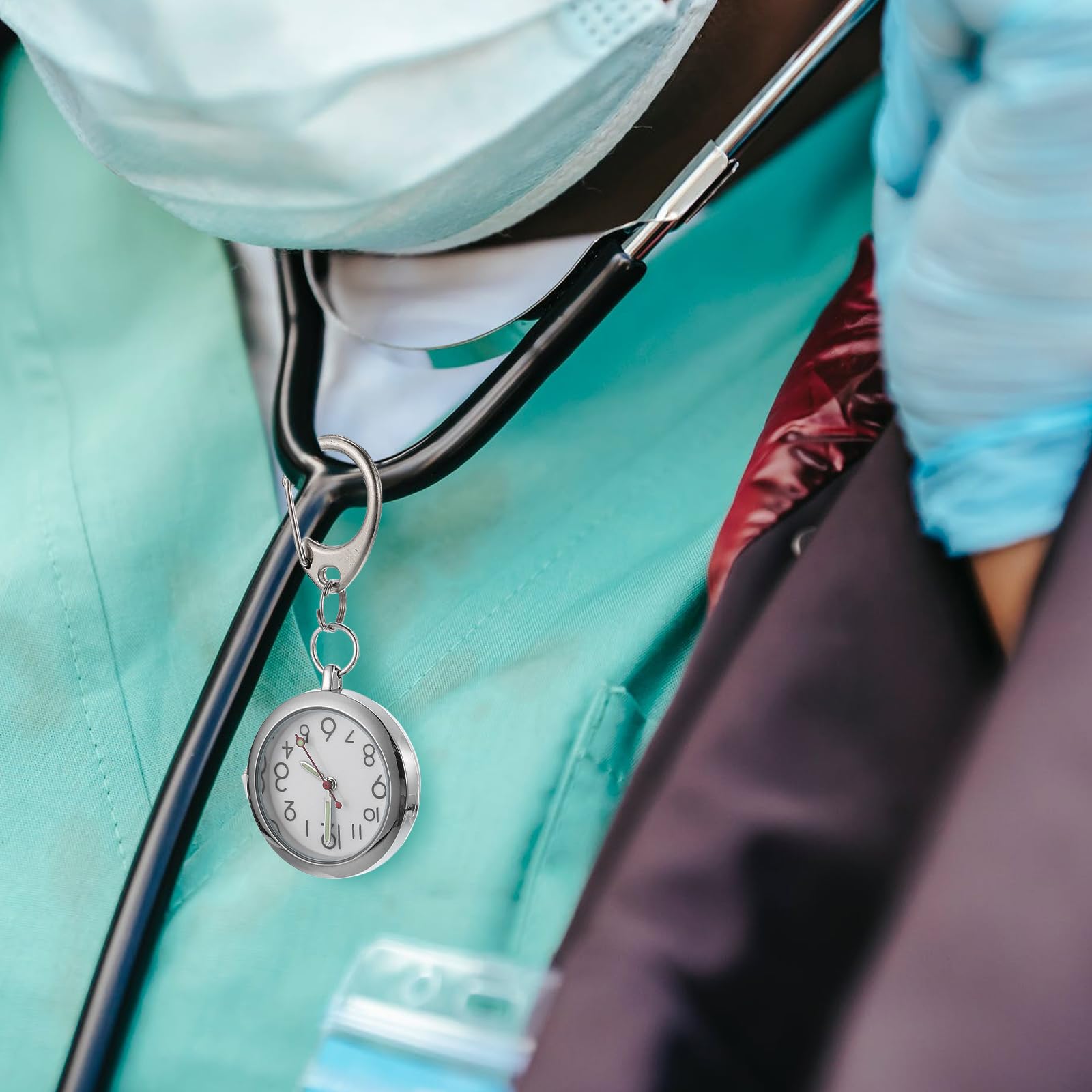 Clip On Hanging Lapel Watch for Nurses & Doctors - Retractable Digital Nurse Fob Watch with Night Glow - Perfect for Medical Professionals & Students (Silver) | Ideal for Hospital Shifts, Clinical Rounds & Healthcare Work