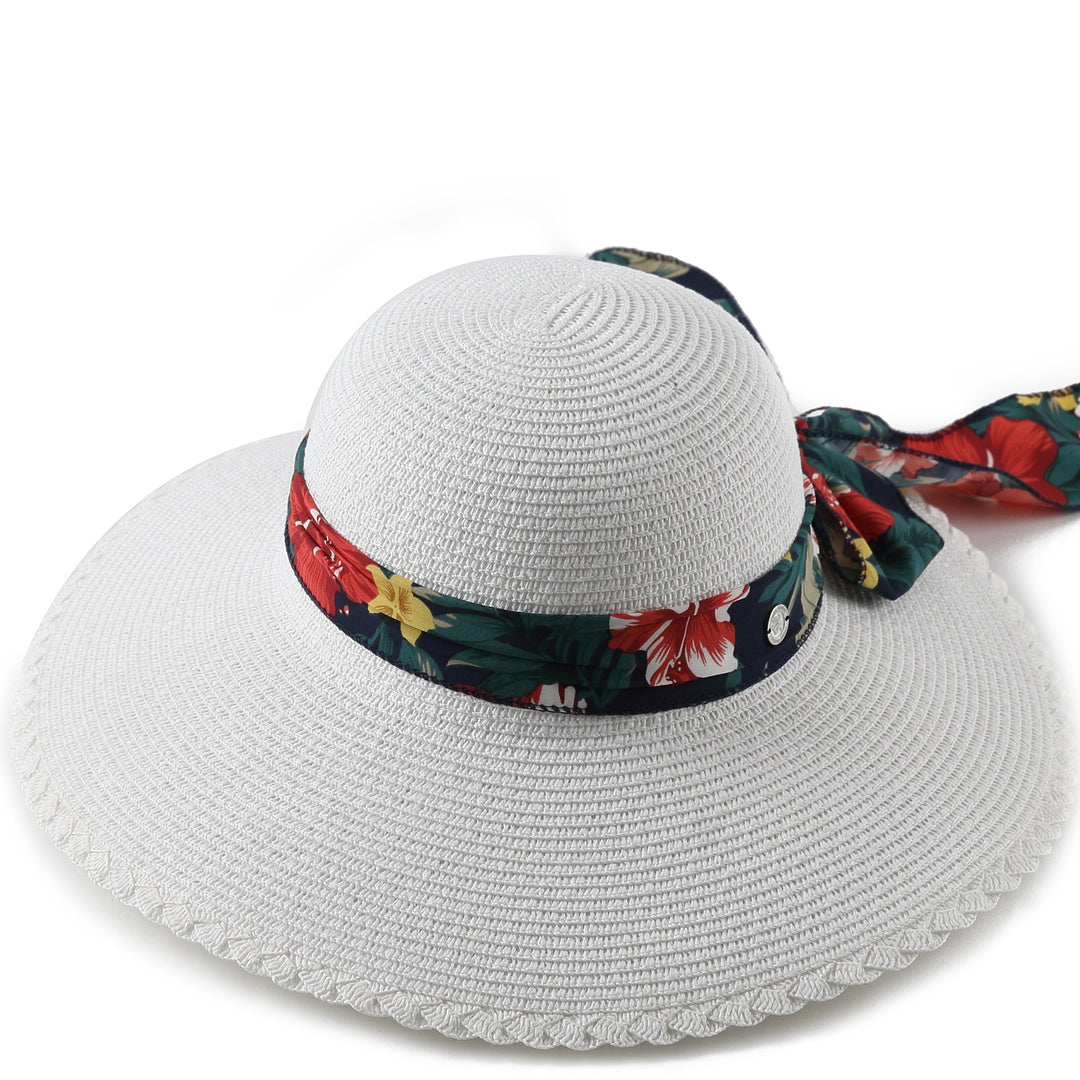 Stylish Round Tulip White Hat for Women - Summer Sun Protection & Fashion Accessory - Perfect for Beach, Outdoor Activities and Casual Wear