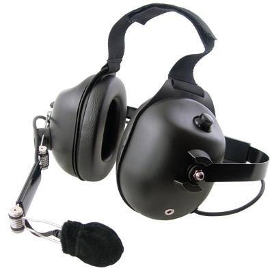 Pryme HDS EMB 00 Black Dual Earmuff Headset for Icom Radios - Noise Cancelling Communication Headset for Aviation, Construction & Industrial Use