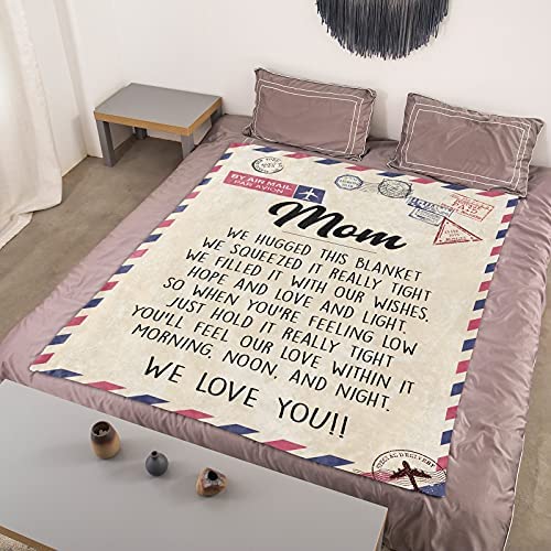 UFOORO Soft Airmail Throw Blanket - Perfect Mother's Day, Birthday & Christmas Gift from Daughter or Son | Cozy Flannel Blanket for Mom with Heartwarming Design | Ideal for Couch, Bed & Travel