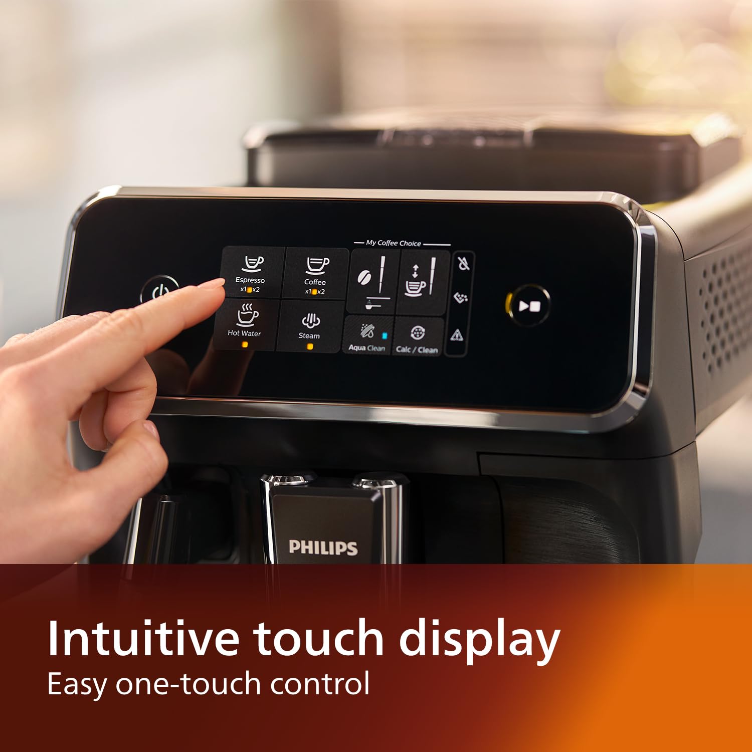 PHILIPS Series 2200 Automatic Espresso Machine with Classic Milk Frother - Intuitive Touch Display, 100% Ceramic Grinders & AquaClean Filter - Matte Black (EP2220/10) - Perfect for Home Baristas & Coffee Lovers