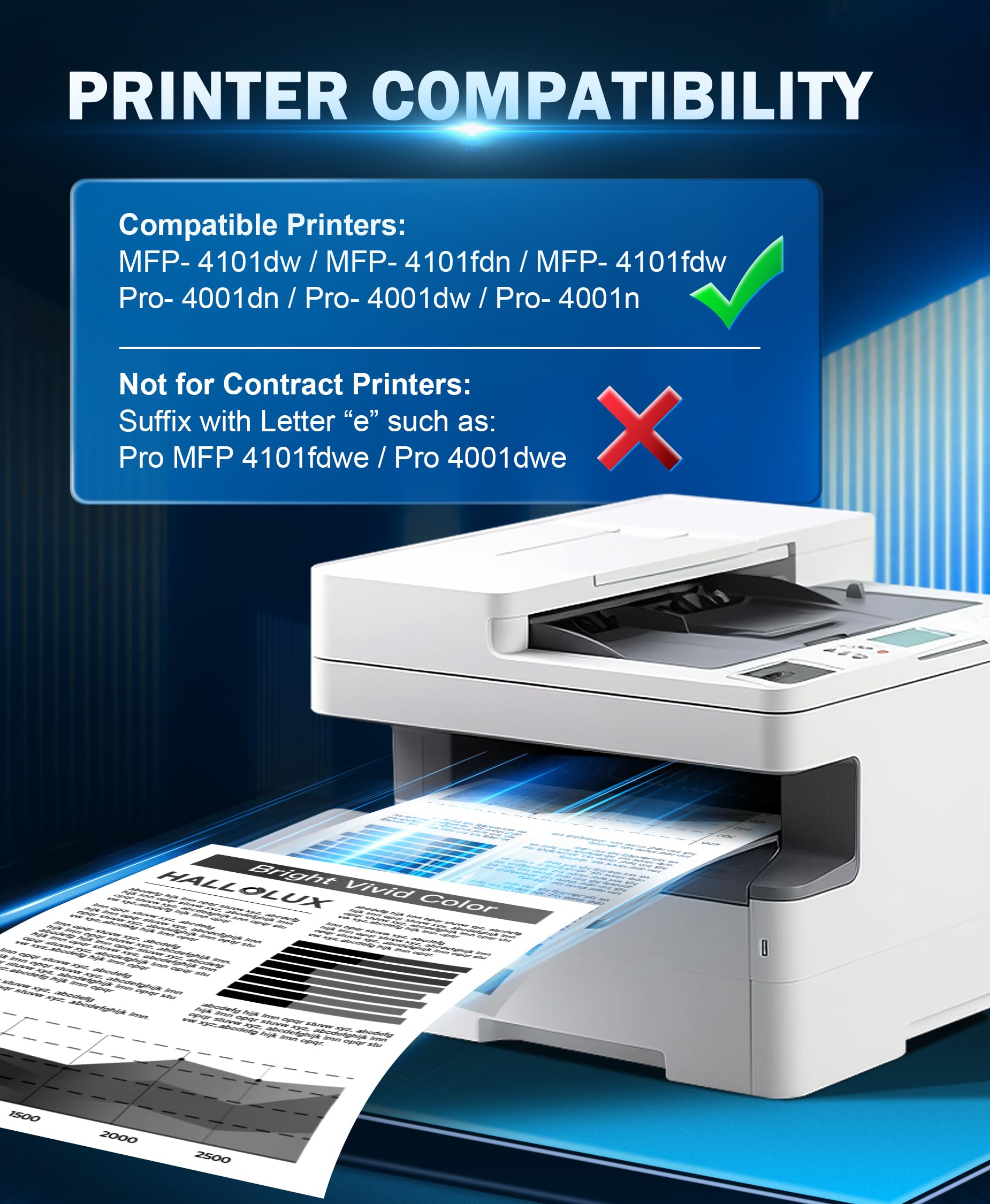 HALLOLUX 148A Black Toner Cartridge with Chip - Compatible Replacement for HP 148A/148X/W1480A/W1480X - Works with HP LaserJet Pro 4001dw/4001dn/4001n/MFP 4101fdw/4101fdn Printers (1 Pack) - Ideal for Office Printing, High Volume Documents & Professional Use