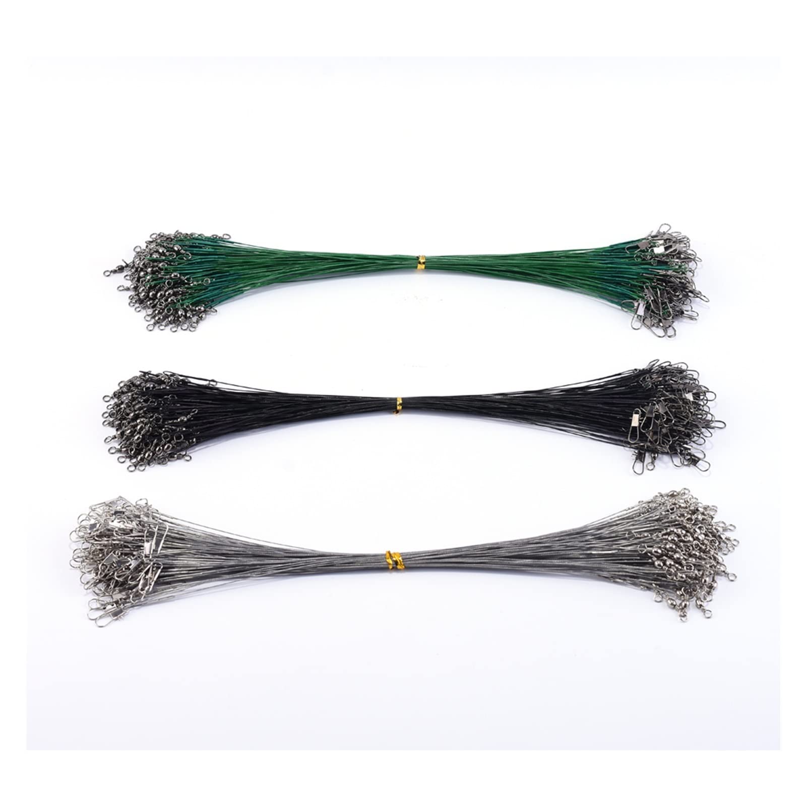 **YXXJJ 20PCS Anti-Bite Steel Fishing Line Leaders with Swivel – Strong & Reliable Steel Wire Leader (15CM-50CM) – Perfect for Saltwater, Freshwater, and Ice Fishing – Essential Fishing Accessory for Anglers**
