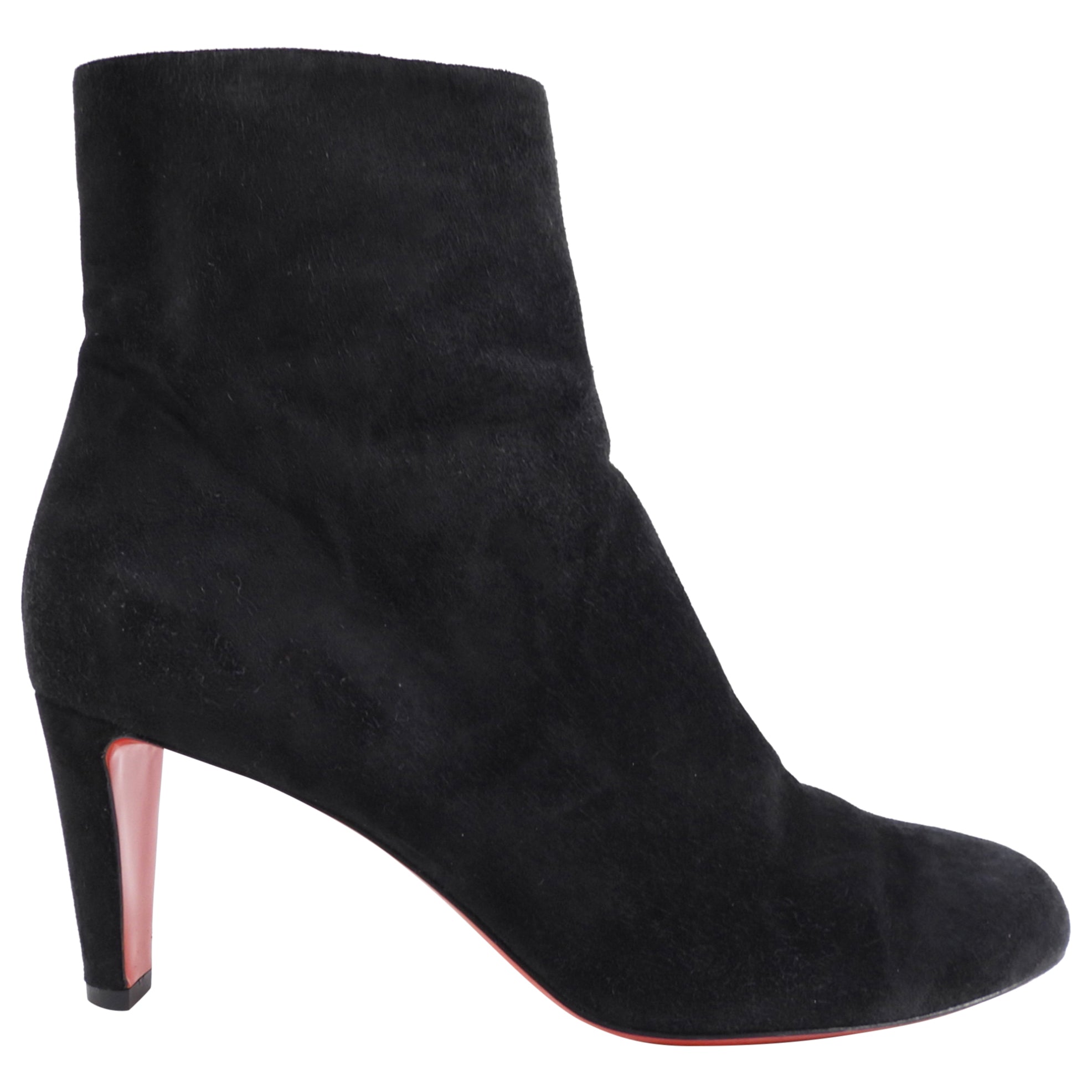Christian Louboutin Black Suede Ankle Boots Women's Size 40 - Luxury High Heel Booties for Night Out & Party Wear