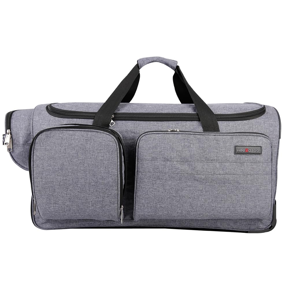 28-Inch Collapsible Rolling Dance Duffel Bag with Garment Rack - Wheeled Upright Luggage for Travel & Dance Competitions (Grey) | Perfect for Ballet, Ballroom & Costume Storage On-The-Go