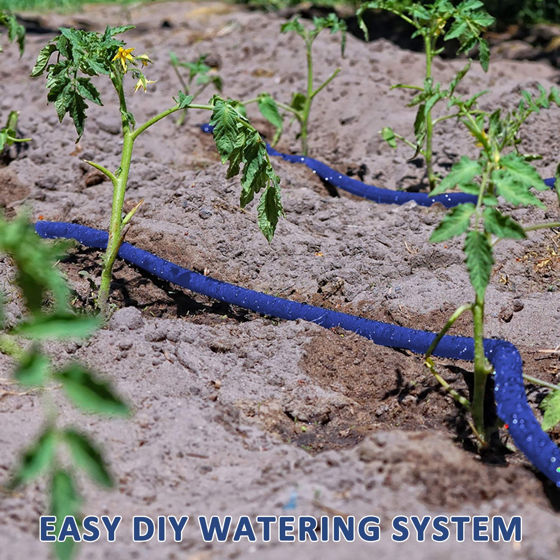 1/2 Inch x 25ft Heavy Duty Flat Soaker Hose with Metal Connectors - Efficient Water Saving Irrigation for Gardens, Flower Beds & Vegetable Patches - Perfect for Landscaping, Drip Watering & Outdoor Plant Care