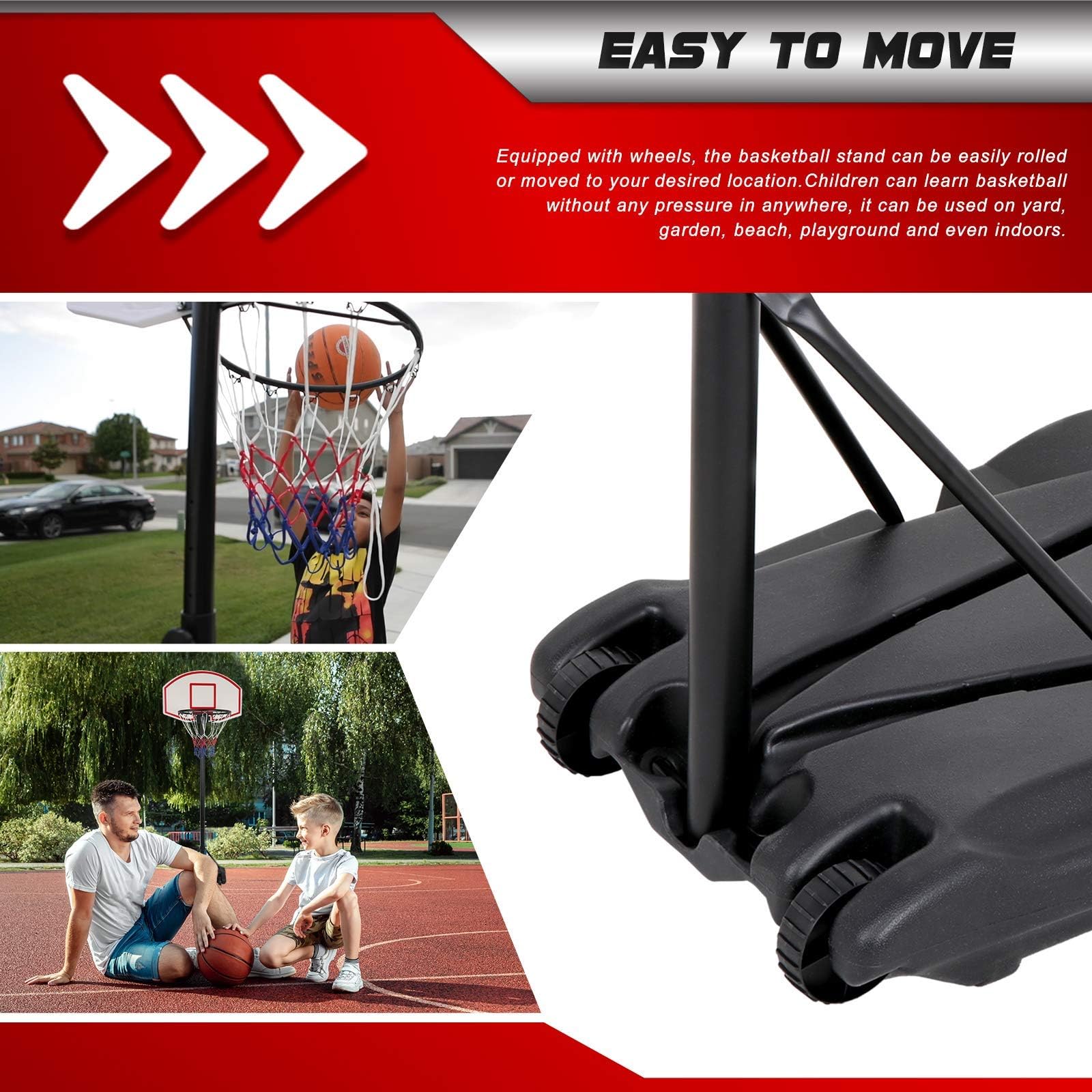 Adjustable 5.4-7ft Kids Basketball Hoop Stand with 28