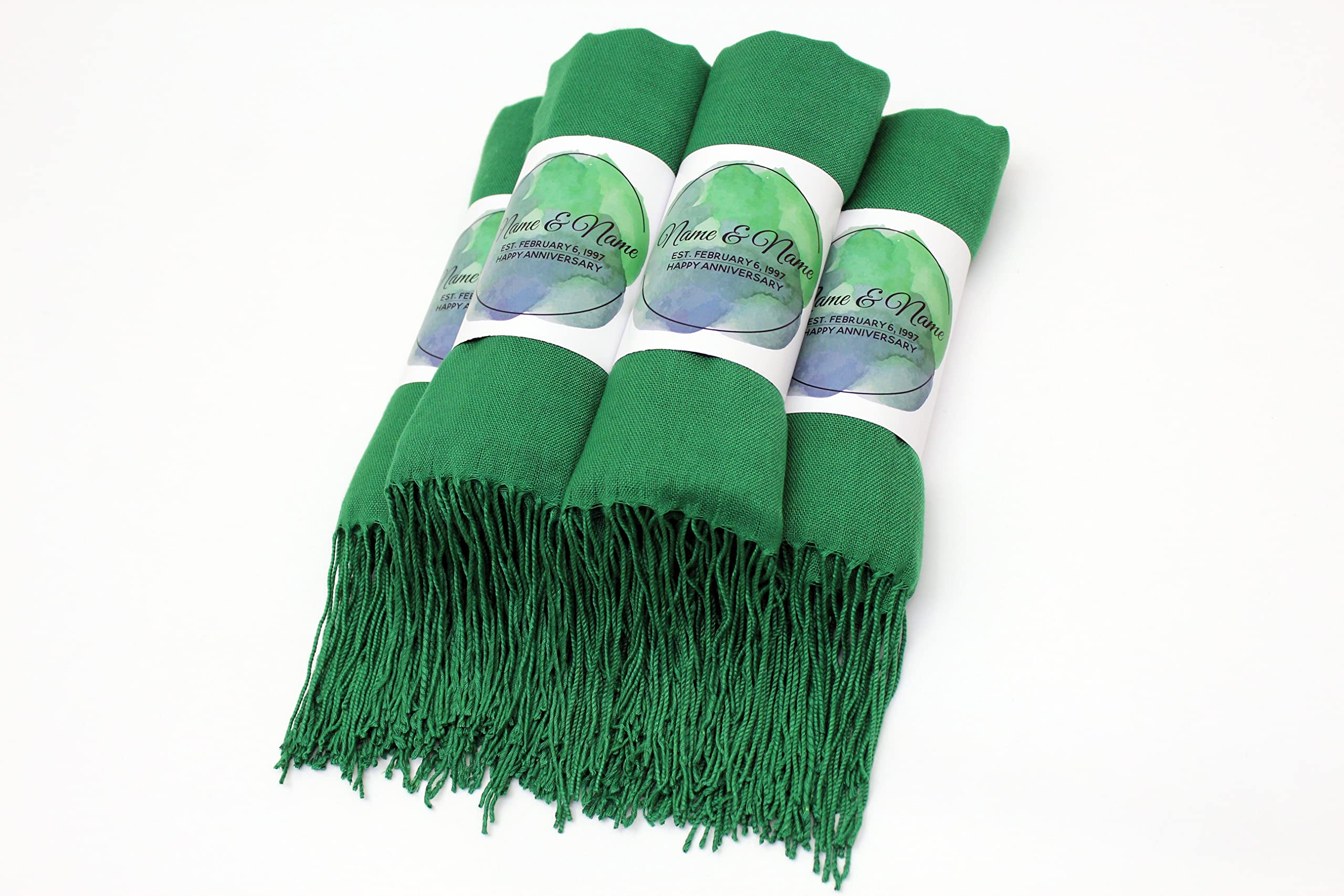 25 Pcs Premium Pashmina Shawls for Women - Soft Personalized Scarves, Elegant Evening Dress Shawls, Wedding Favors for Guests, Bridal Shawls & Bridesmaid Gifts (Green) - Perfect for Weddings, Parties & Special Occasions
