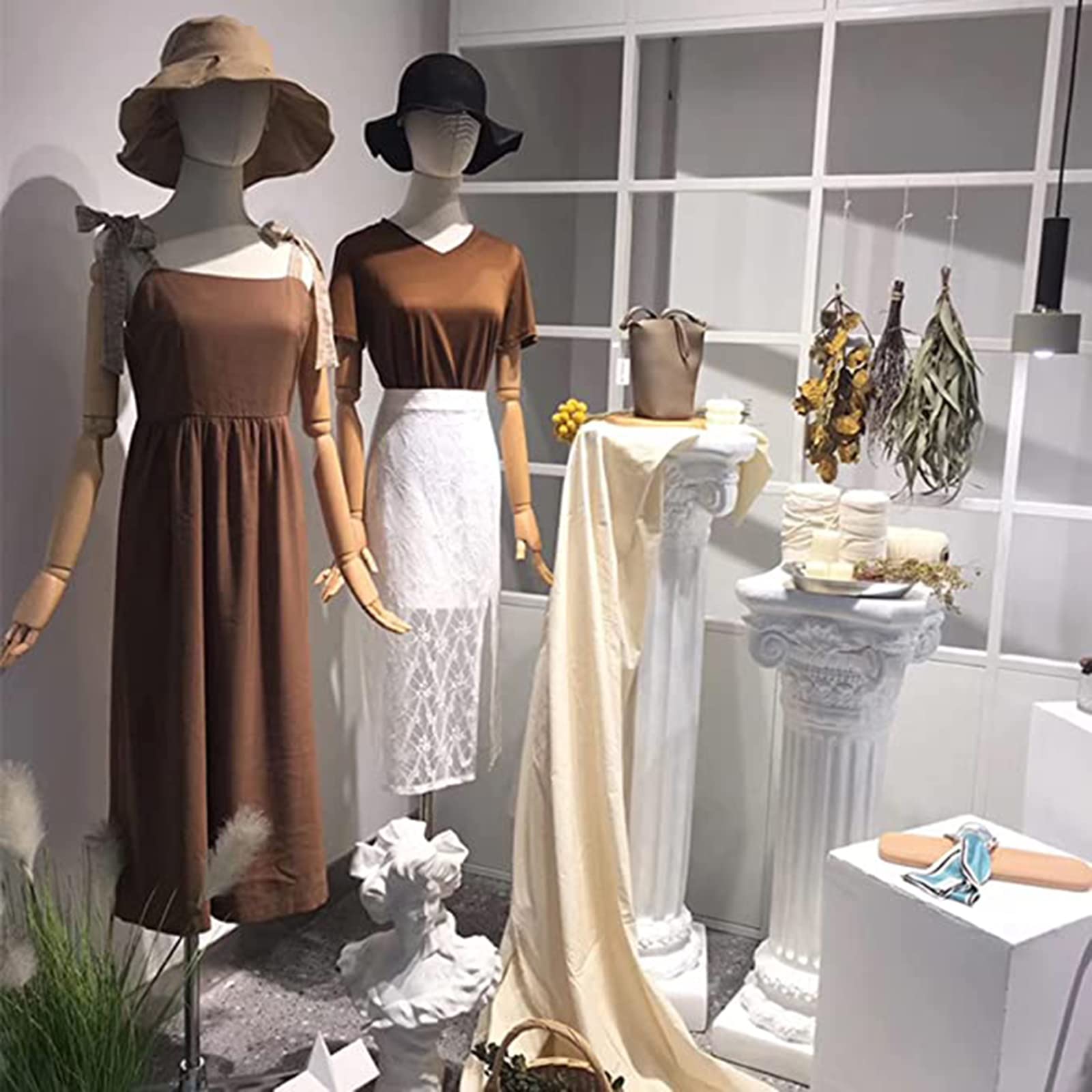 Adjustable Female Mannequin Torso with Detachable Head & Wooden Hands - Silver Height-Adjustable Stand for Dress, Jewelry & Boutique Display - Perfect for Fashion Shows, Retail Stores & Photography Studios