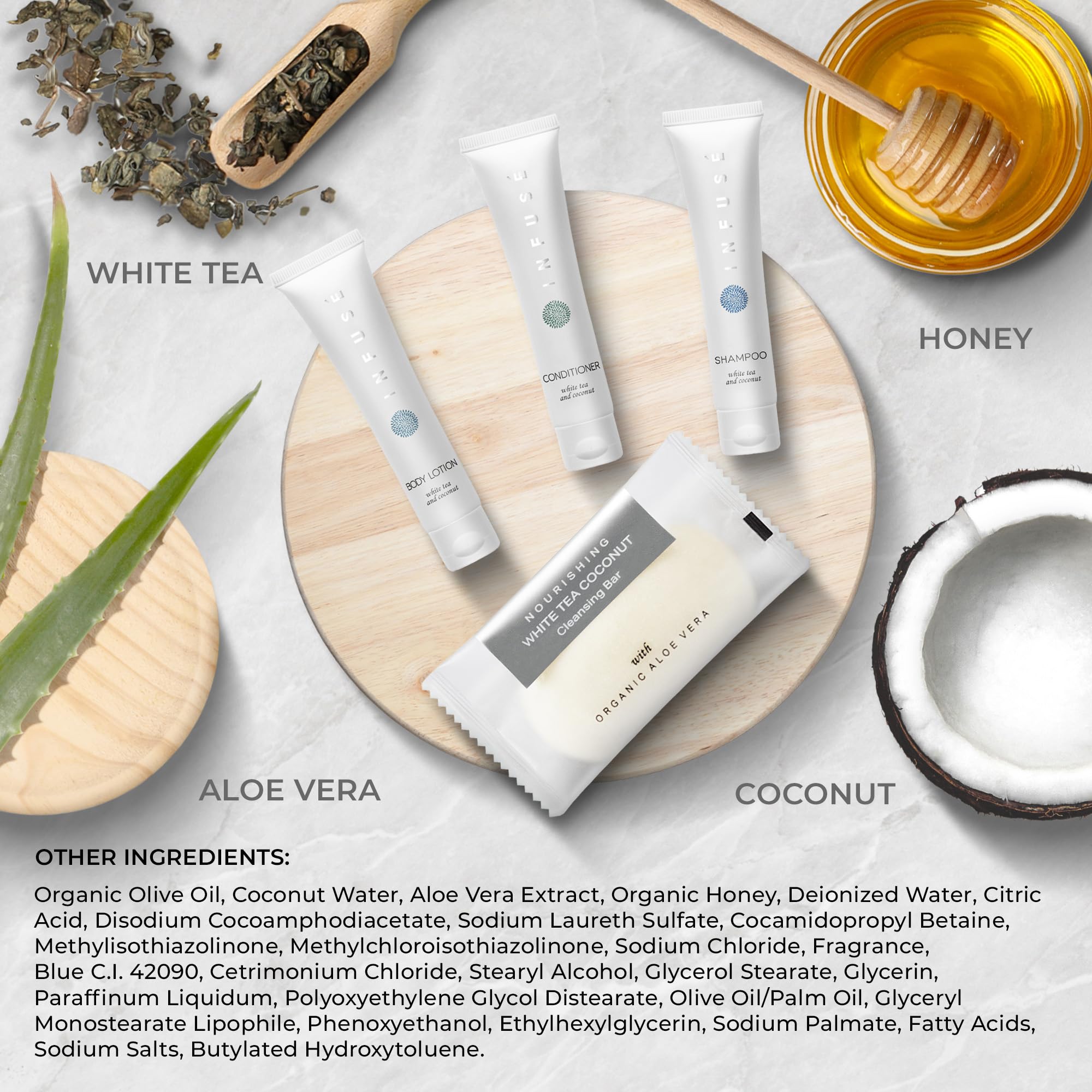 Infuse Soaps & Toiletries Bulk Set - 200 Pieces Travel Size Amenities Kit with 1 oz Shampoo, Conditioner, Lotion & 40g Bar Soap | Perfect for Hotels, Vacation Rentals, Spas & Guest Bathrooms | Eco-Friendly Hospitality Essentials