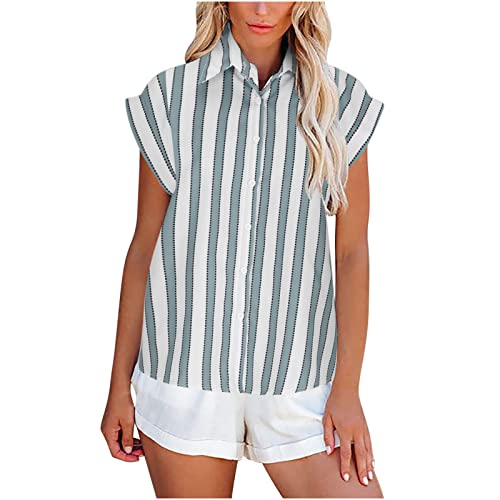 Girls & Women's Summer Tops - Striped Printed Short Sleeve Blouse Shirt | Casual Wear, Beach Outfits & Daily Fashion