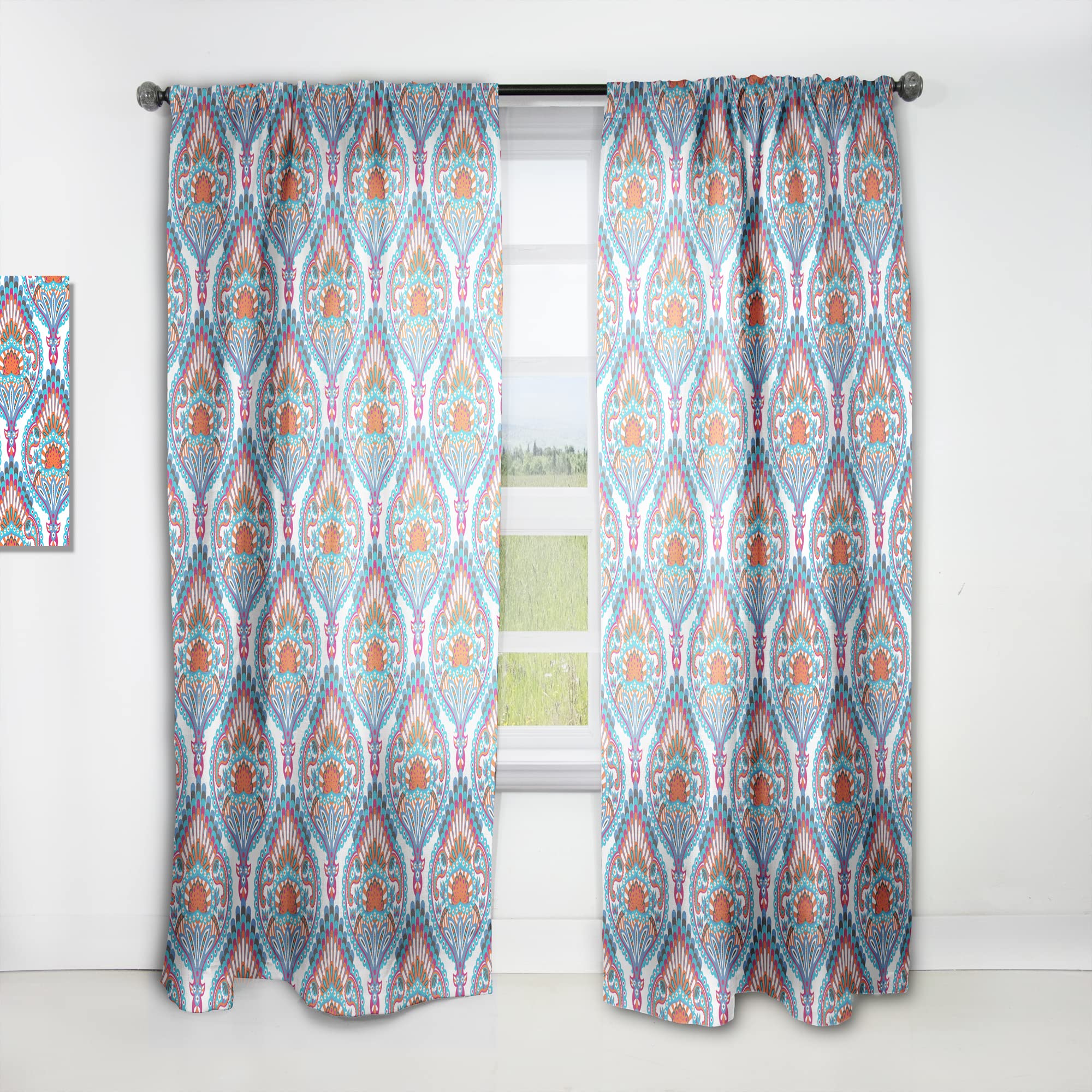 DesignQ Damask Pattern Thermal Insulated Curtains - 52x120 Single Panel for Bedroom & Living Room - Elegant Window Drapes for Home Decor & Light Blocking