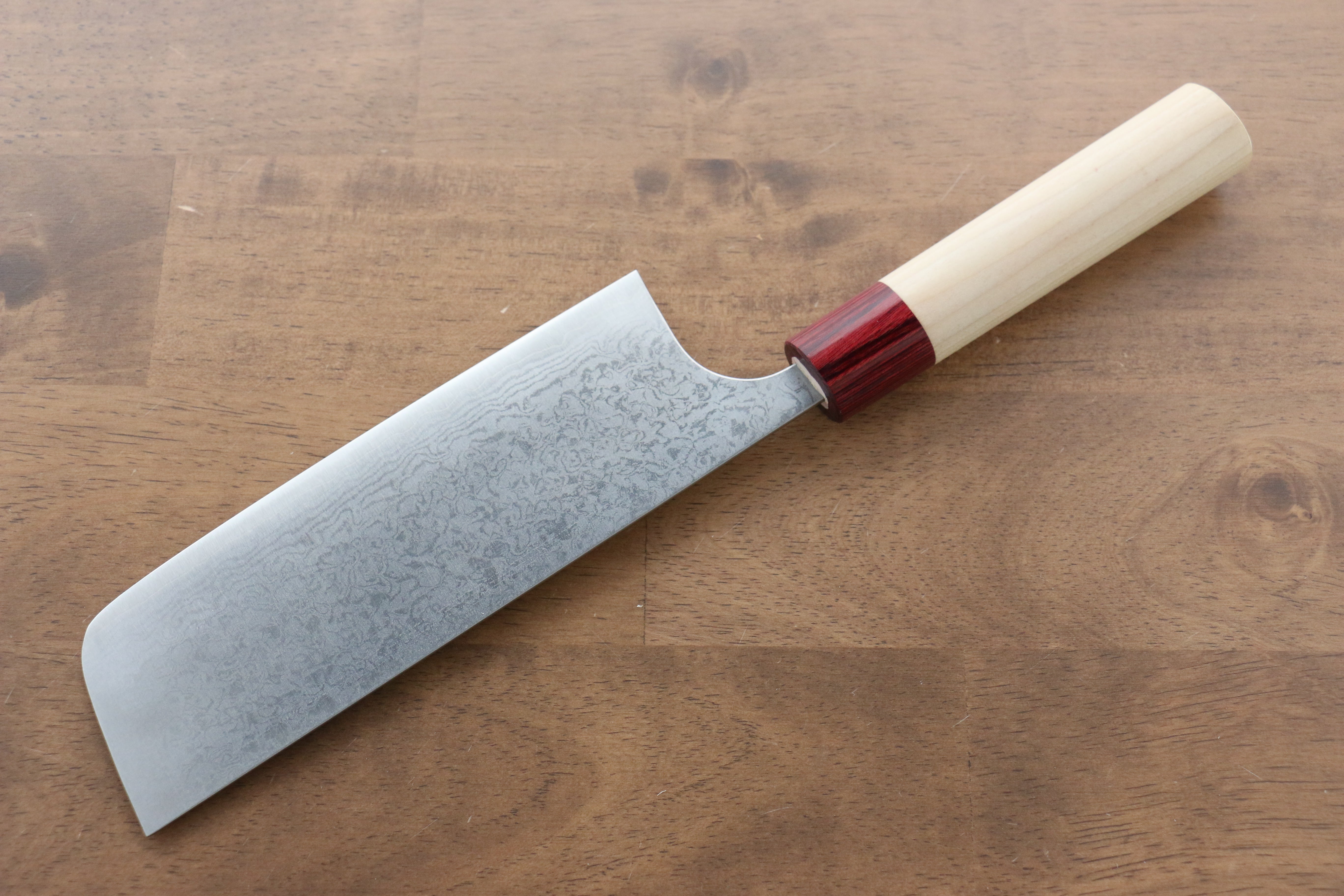 Masakage Kiri VG10 Damascus Nakiri Knife 170mm - Japanese Magnolia Wood Handle - Professional Chef Knife for Vegetable Chopping & Slicing