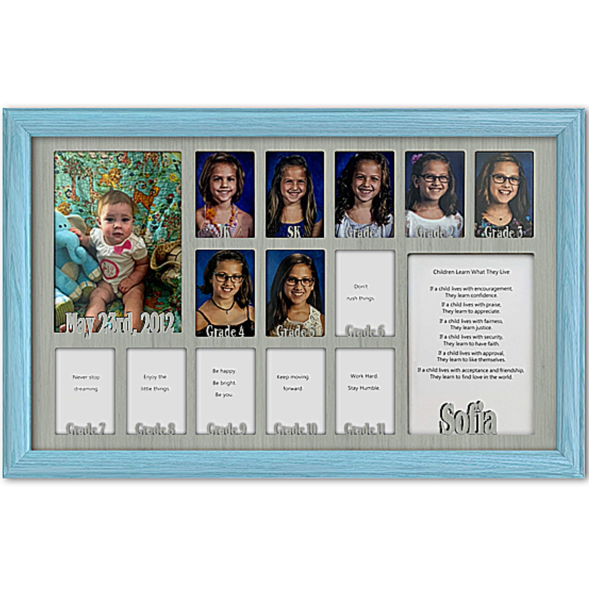 Personalized Northland School Years Photo Frame - Custom Name Engraved for JK SK to Graduation - Holds Twelve 2.5x3.5