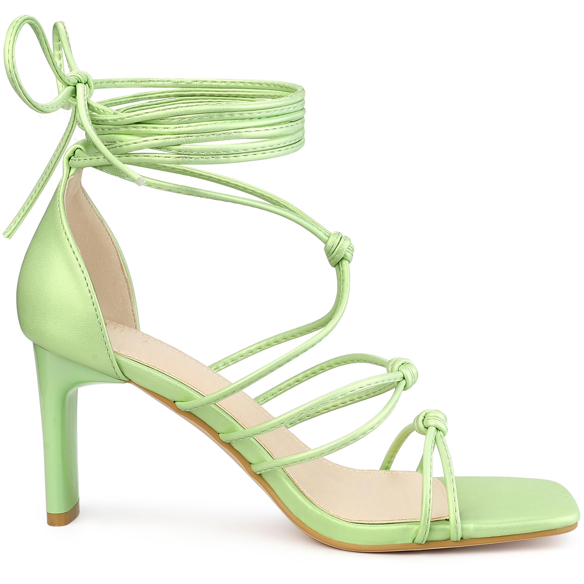 Allegra K Women's Chunky Heel Strappy Sandals with Lace-Up Design - Comfortable High Heels for Parties, Weddings & Evening Events