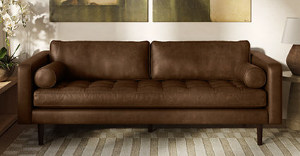 Premium Napa Leather Sofa - Modern Luxury Living Room Furniture for Home & Office - Perfect for Relaxing, Entertaining & Stylish Decor