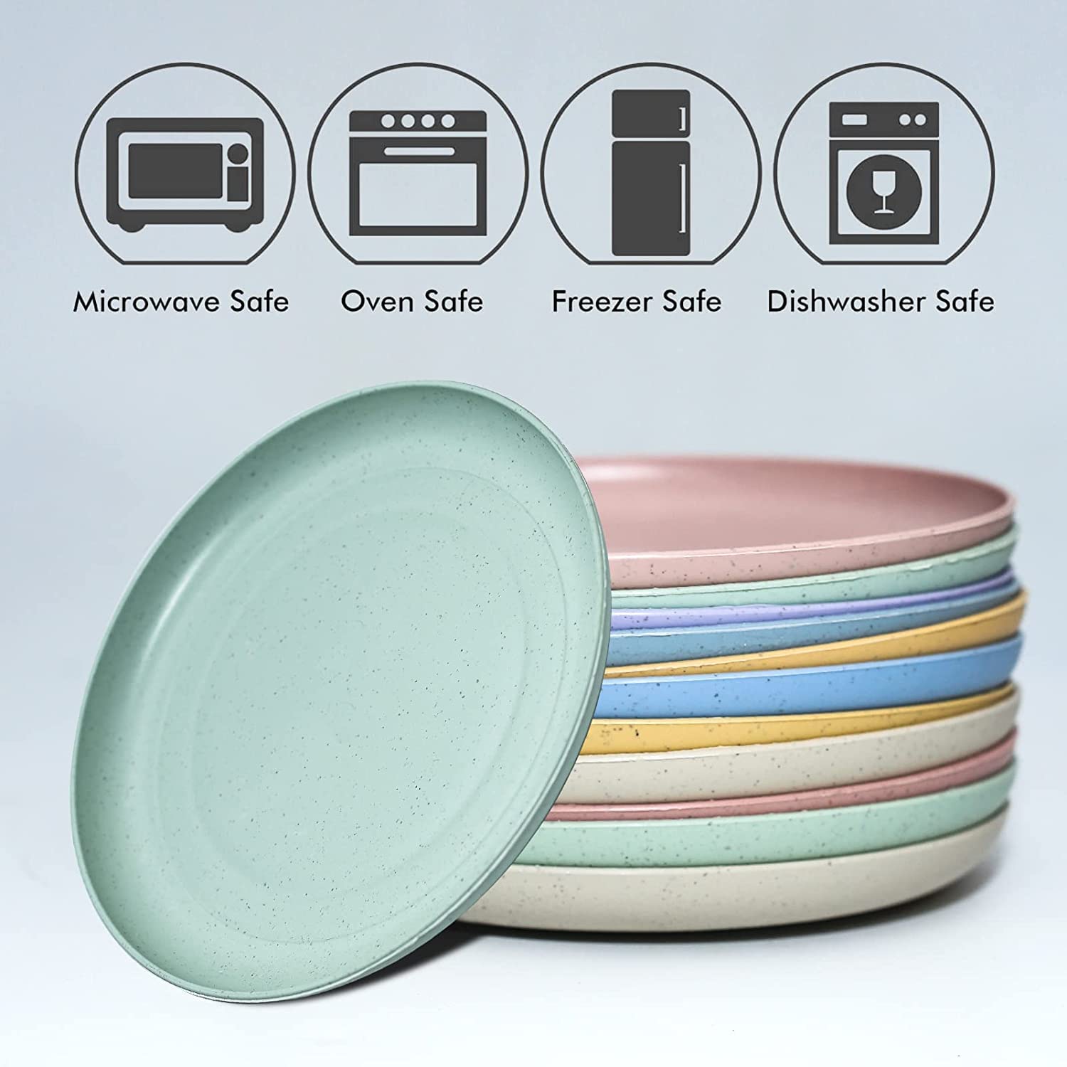 12-Pack 6-Inch Lightweight Mini Wheat Straw Plates - Reusable, Unbreakable, BPA-Free Dinner Plates - Dishwasher & Microwave Safe - Eco-Friendly for Picnics, Camping, and Daily Use