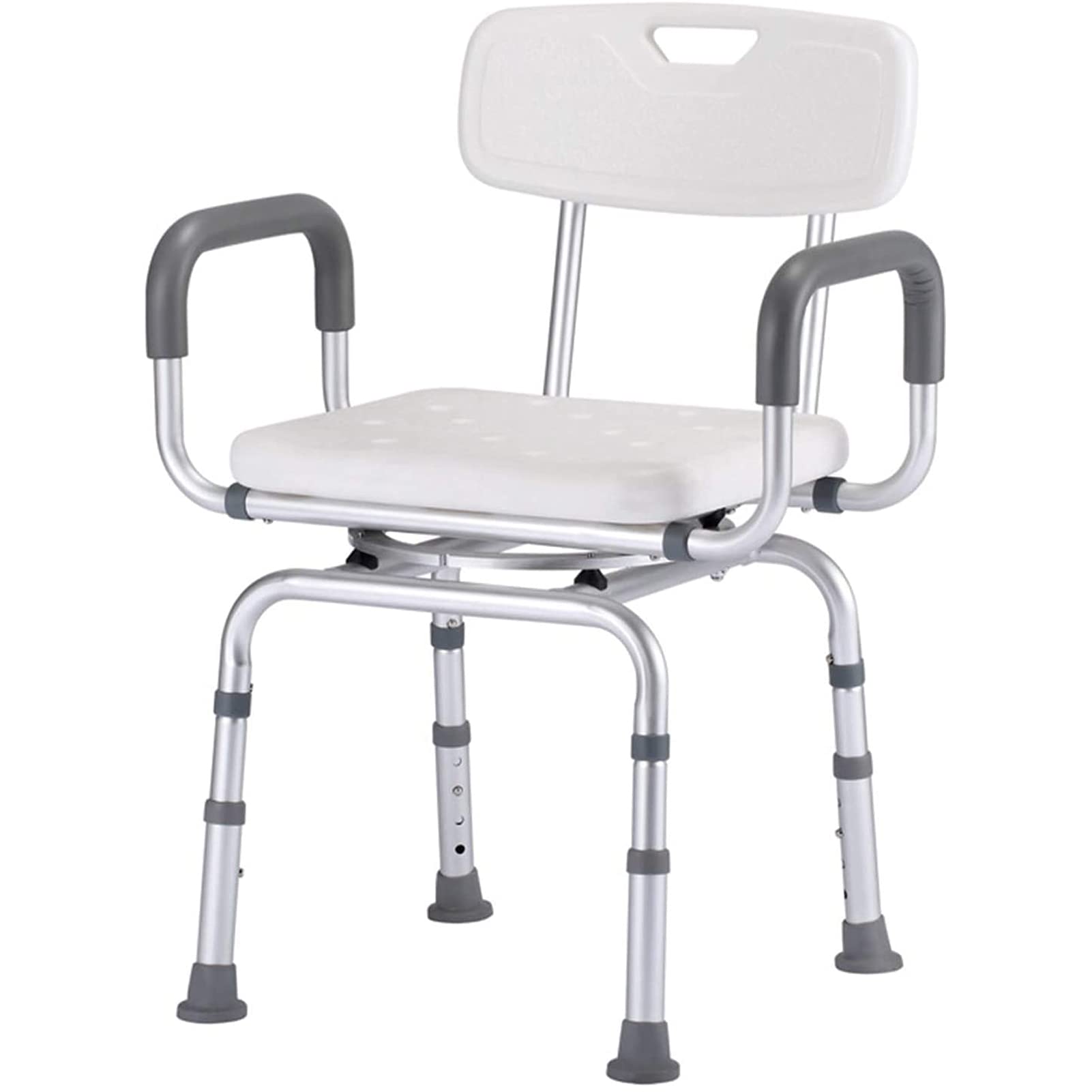 Heavy Duty Swivel Shower Chair for Elderly & Disabled - Adjustable Height, Non-Slip Safety Bath Stool with Arms & Back Support - 180kg Weight Capacity - Ideal for Seniors Bathroom Safety & Mobility Assistance