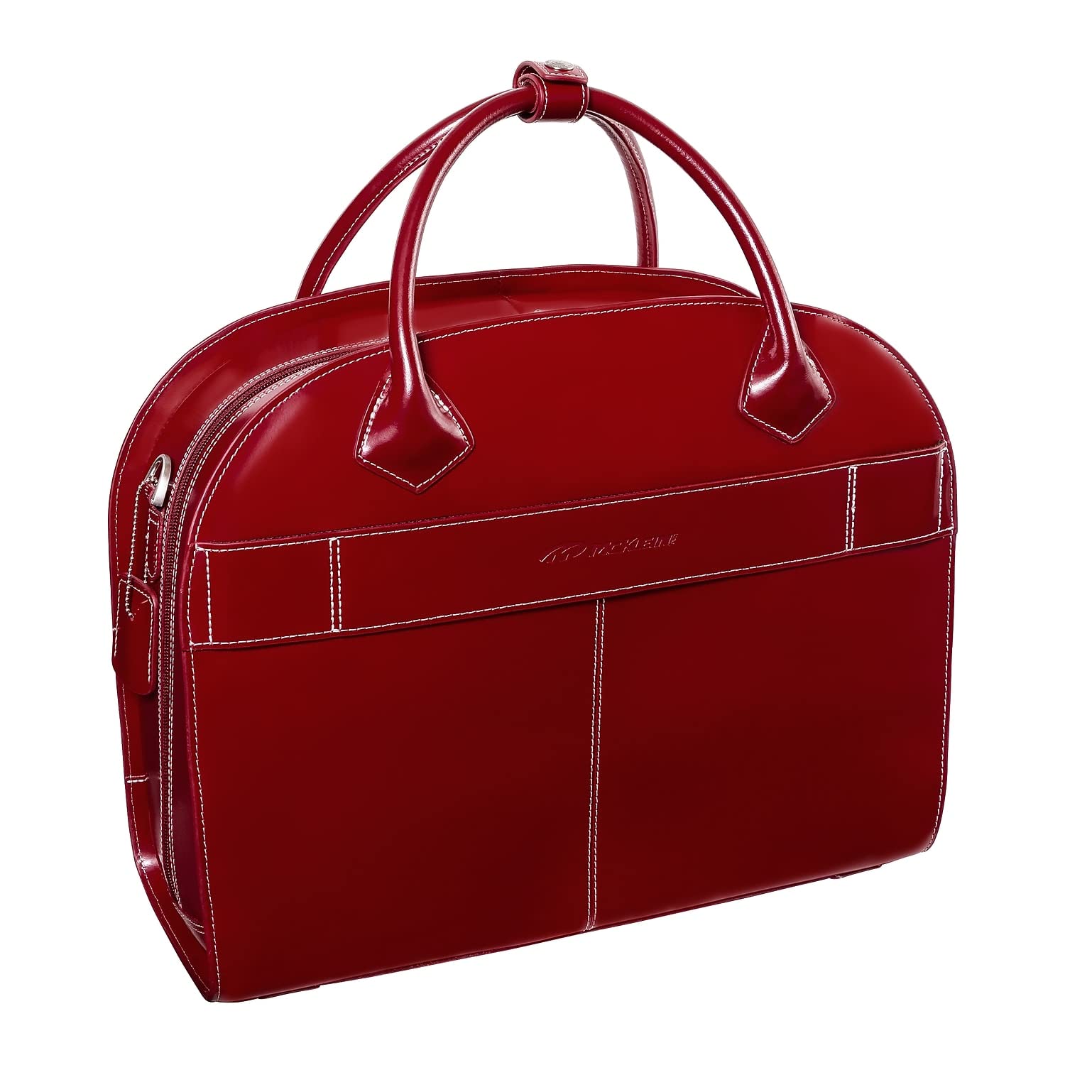 McKlein W Series Red Leather Laptop Rolling Briefcase 94366 - Professional Business Travel Carry-On for Work & Office Commute
