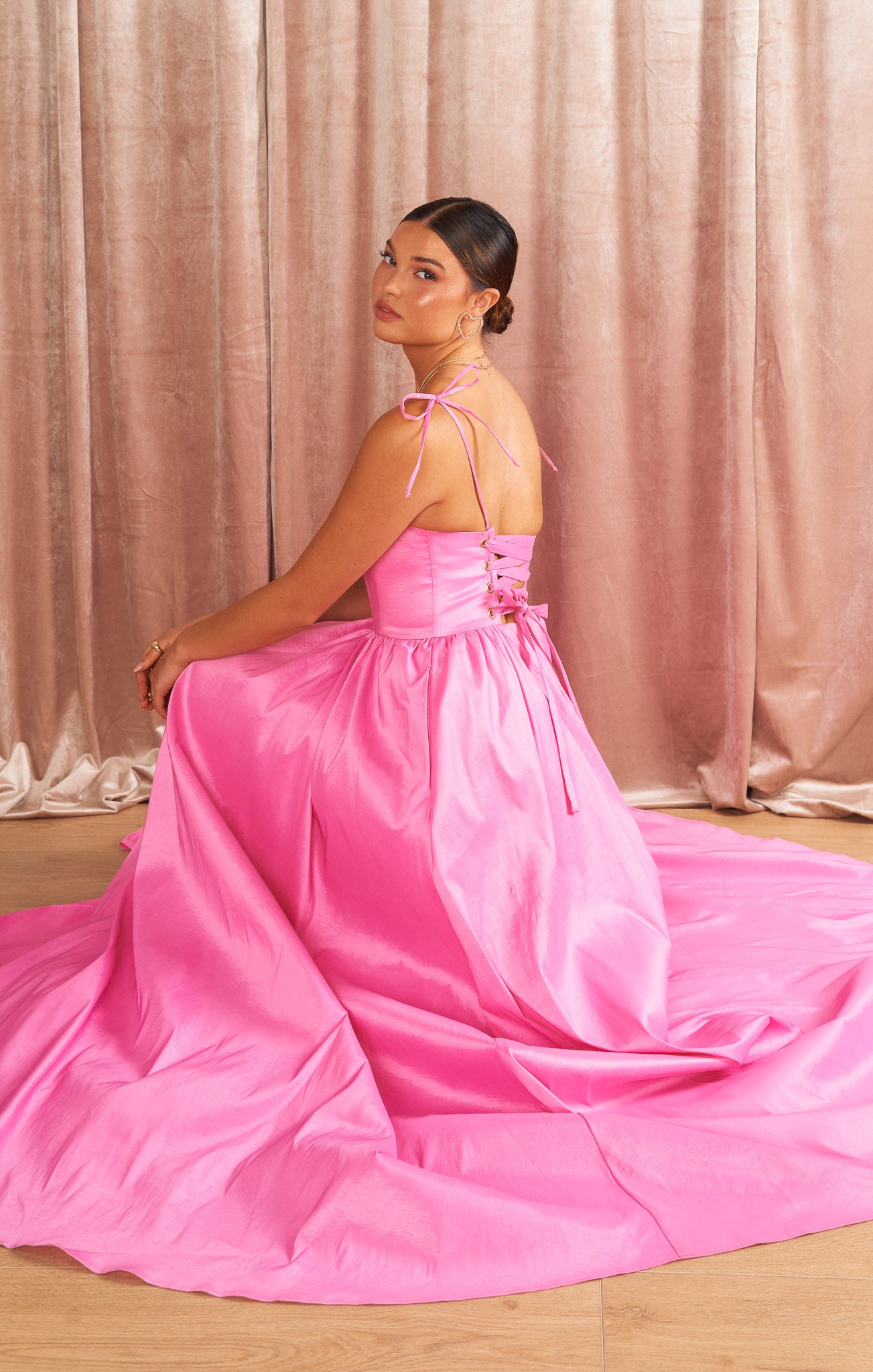 Juliet Maxi Dress - Elegant Pink Taffeta Formal Gown for Women | Perfect for Weddings, Prom, Evening Parties & Special Occasions