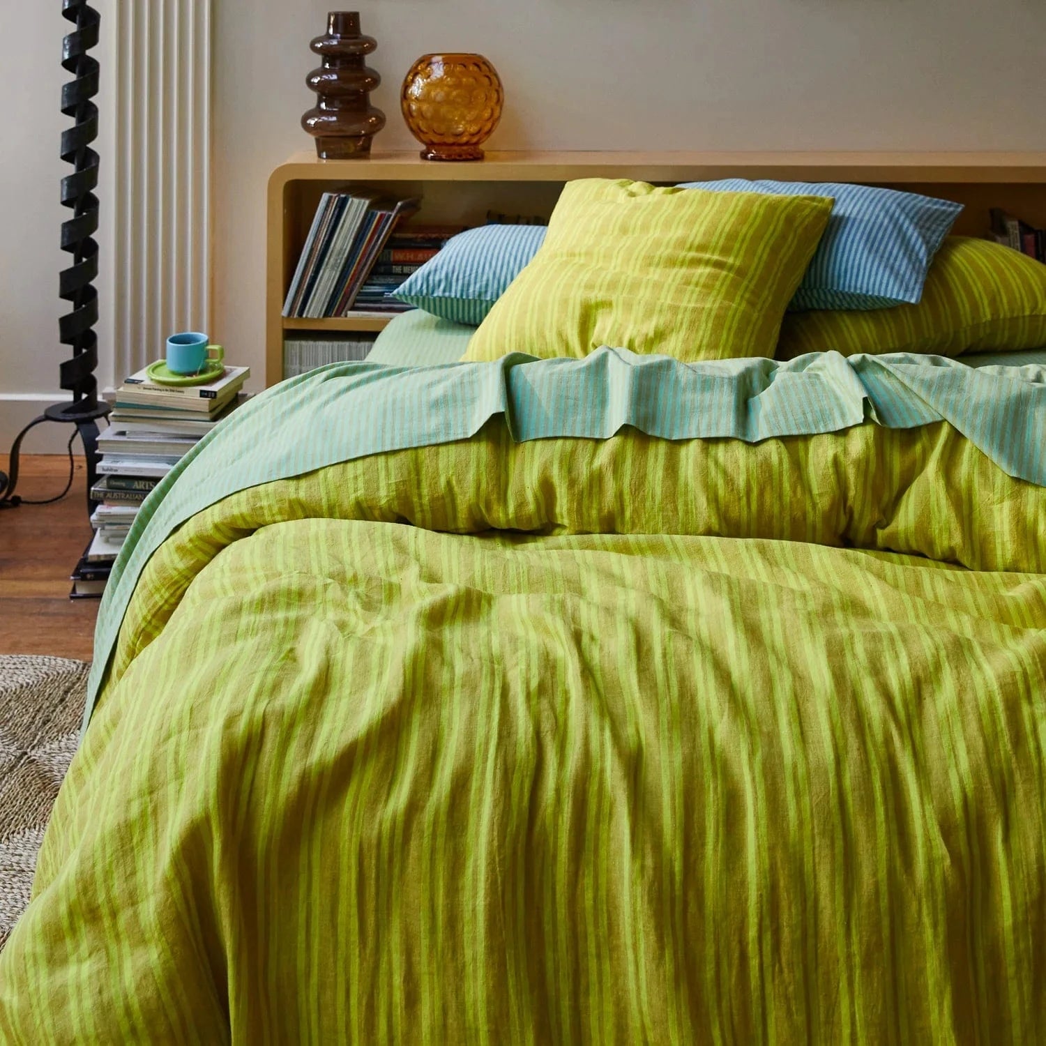 Nadine Olive Green Linen Duvet Cover Set - Queen Size 100% Natural Breathable Fabric for Bedroom & Guest Room Decor