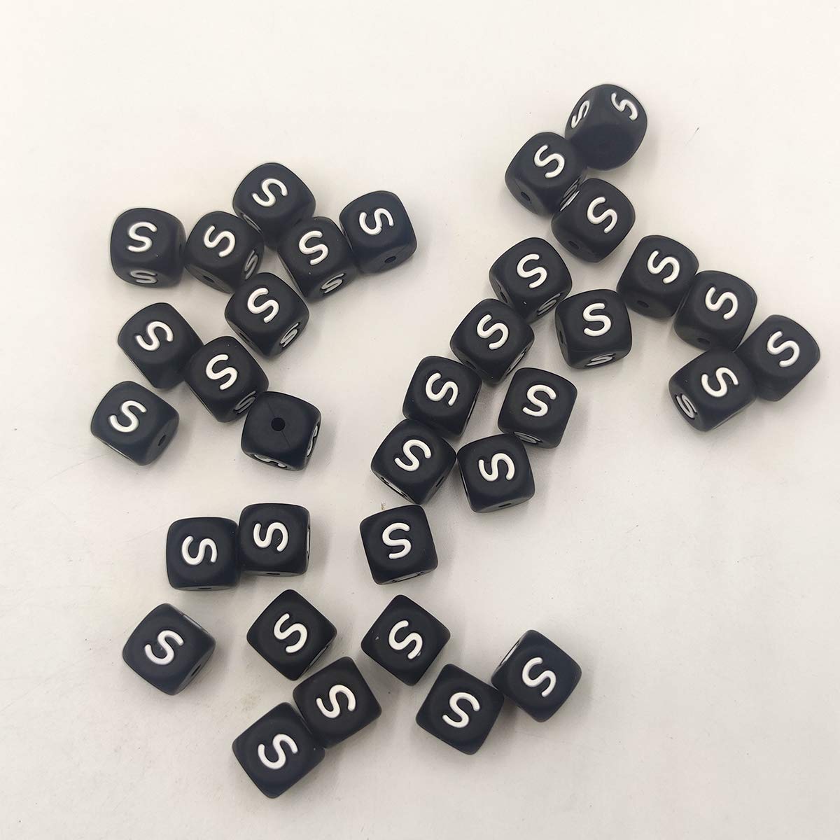 12mm Silicone Alphabet Beads - 50pcs DIY Jewelry Making for Keychains & Lanyards
