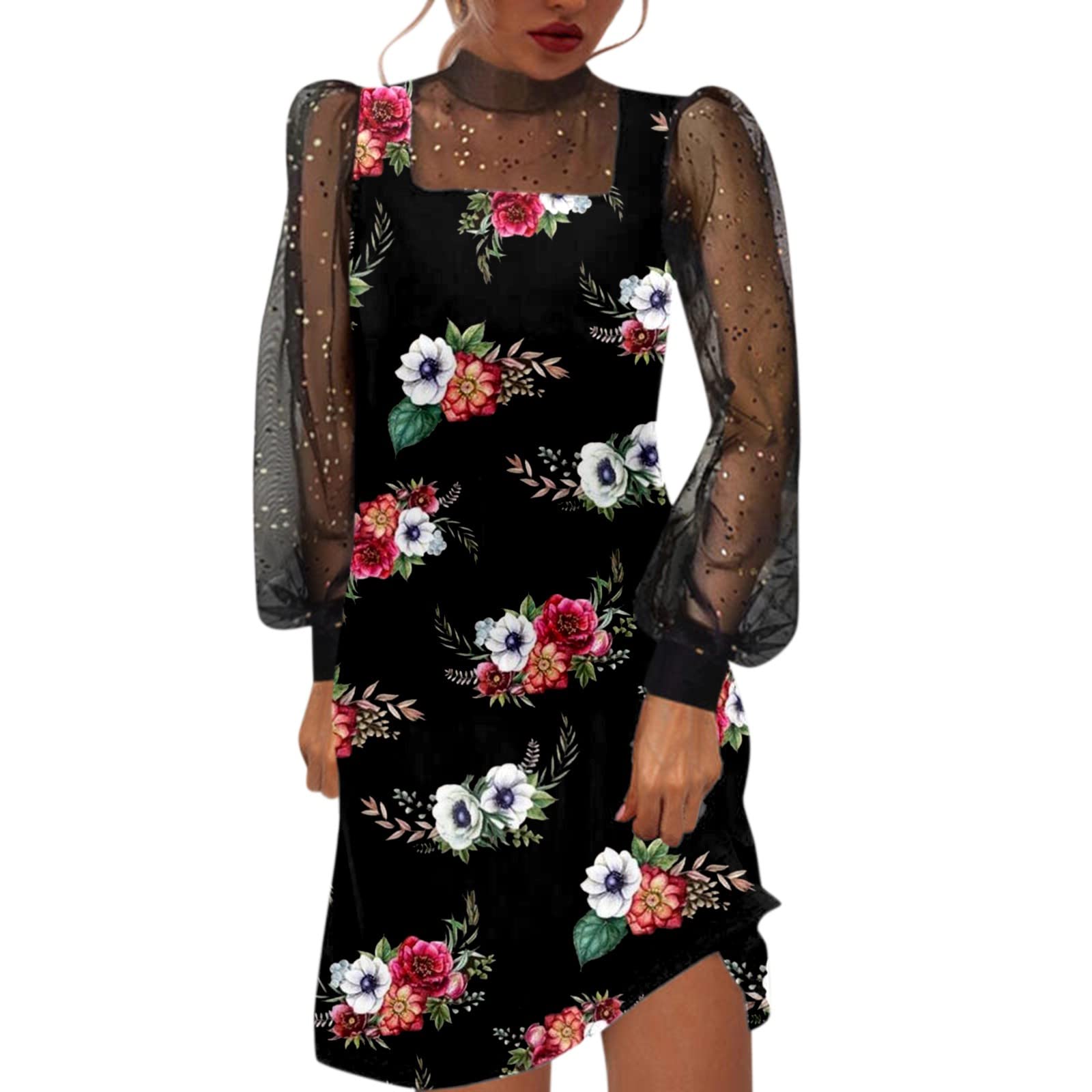 Elegant Smooto Women's Floral Print Halter Neck Midi Dress - Sleeveless Boho Wedding Guest Dress with Belt for Beach, Summer Parties & Evening Events | Black Size L (2)