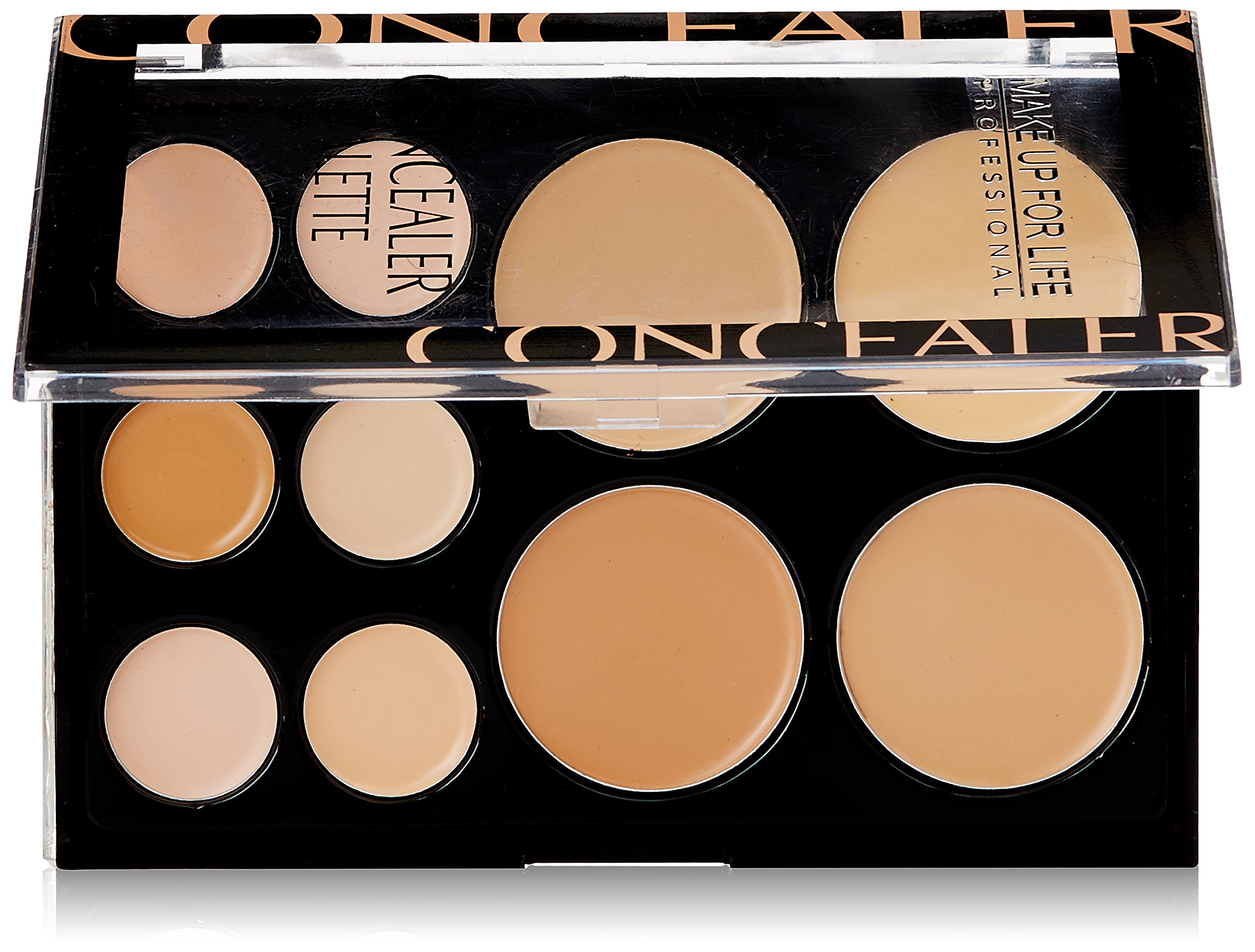 Professional 10 Color Concealer Palette - Make Up for Life - 19g - Brown - Perfect for Contouring, Highlighting & Dark Circle Coverage