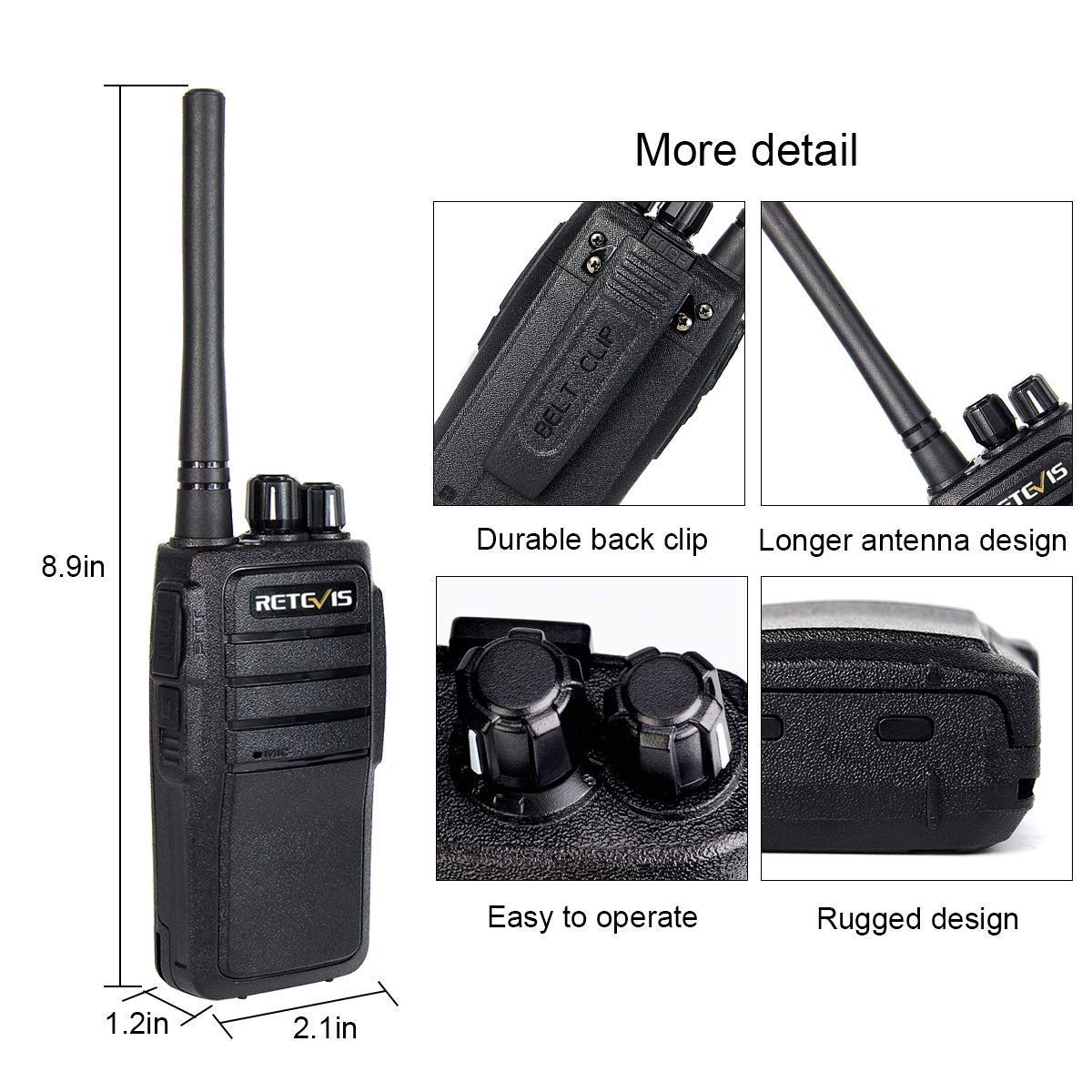 Retevis RT21 2-Way Radios (10 Pack) - IP54 Waterproof Walkie Talkies with 2-Pin Speaker Mic (10 Pack), 16CH VOX Hands-Free Communication for Business, Retail, Construction & Farming | Perfect for Warehouse Teams, Event Staff & Outdoor Work Crews
