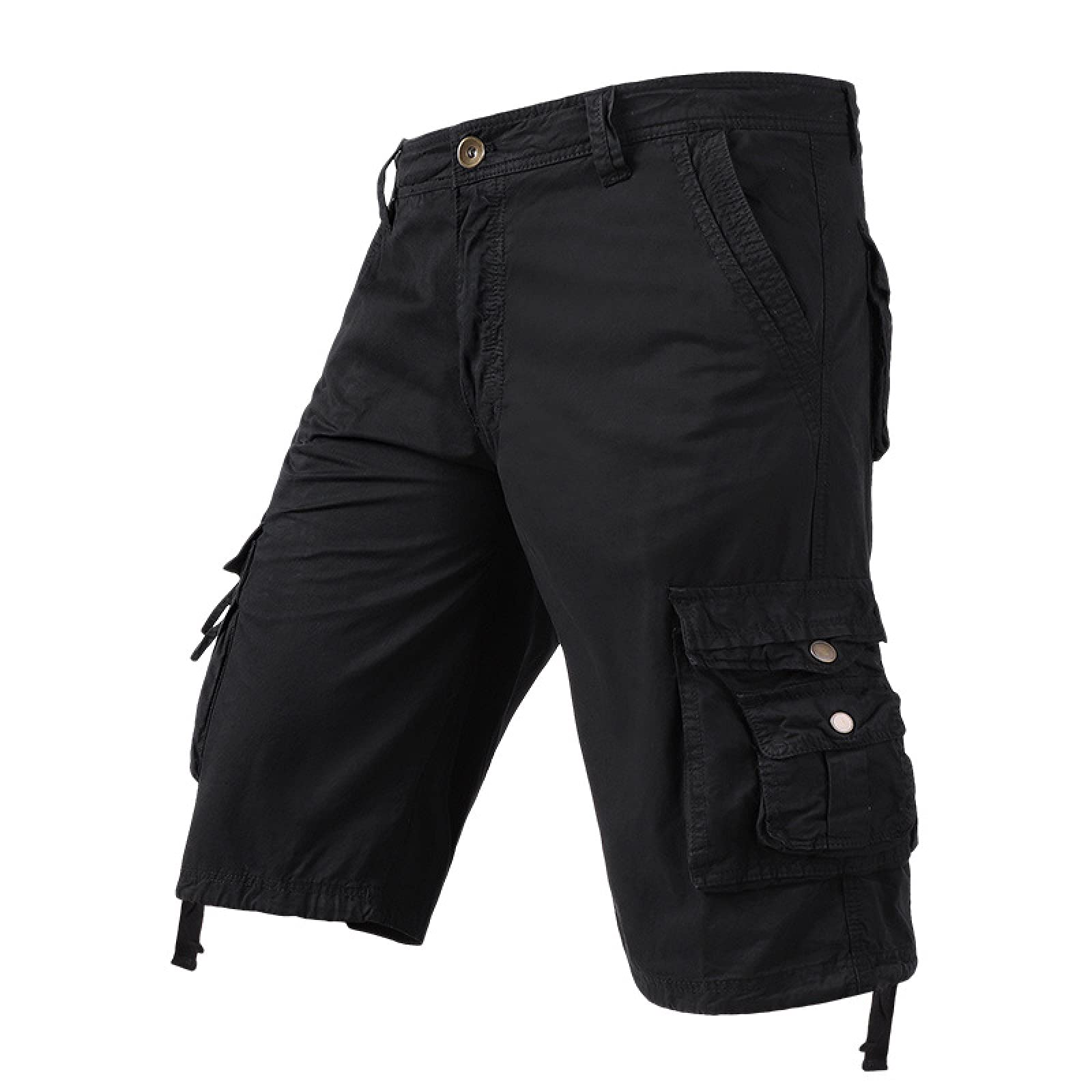 Men's Cargo Shorts with Multiple Pockets - Solid Color Outdoor Fitness & Sports Shorts for Hiking, Gym, and Casual Wear