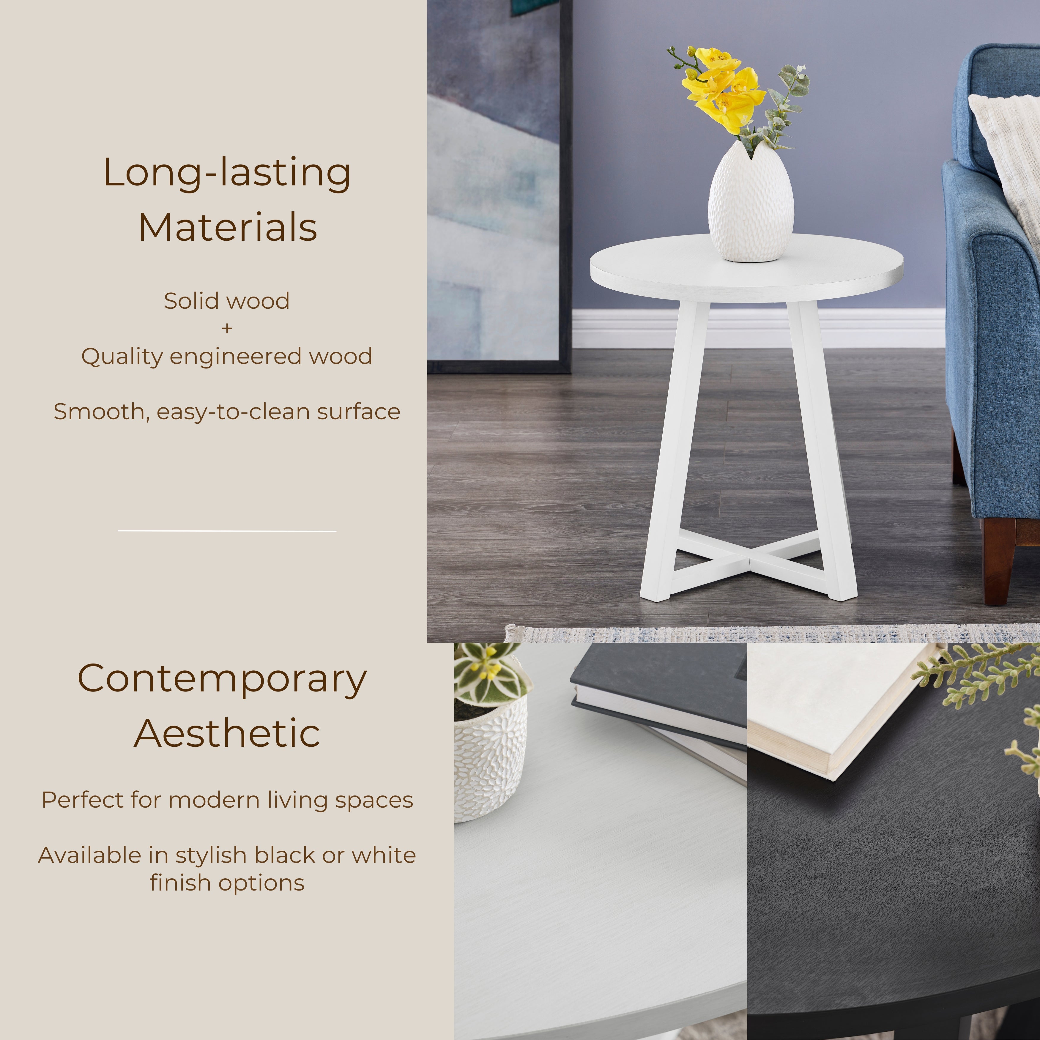 Modern Harmony Wood Oval End Table - Roundhill Furniture - Stylish & Functional Living Room Accent Table for Home Decor