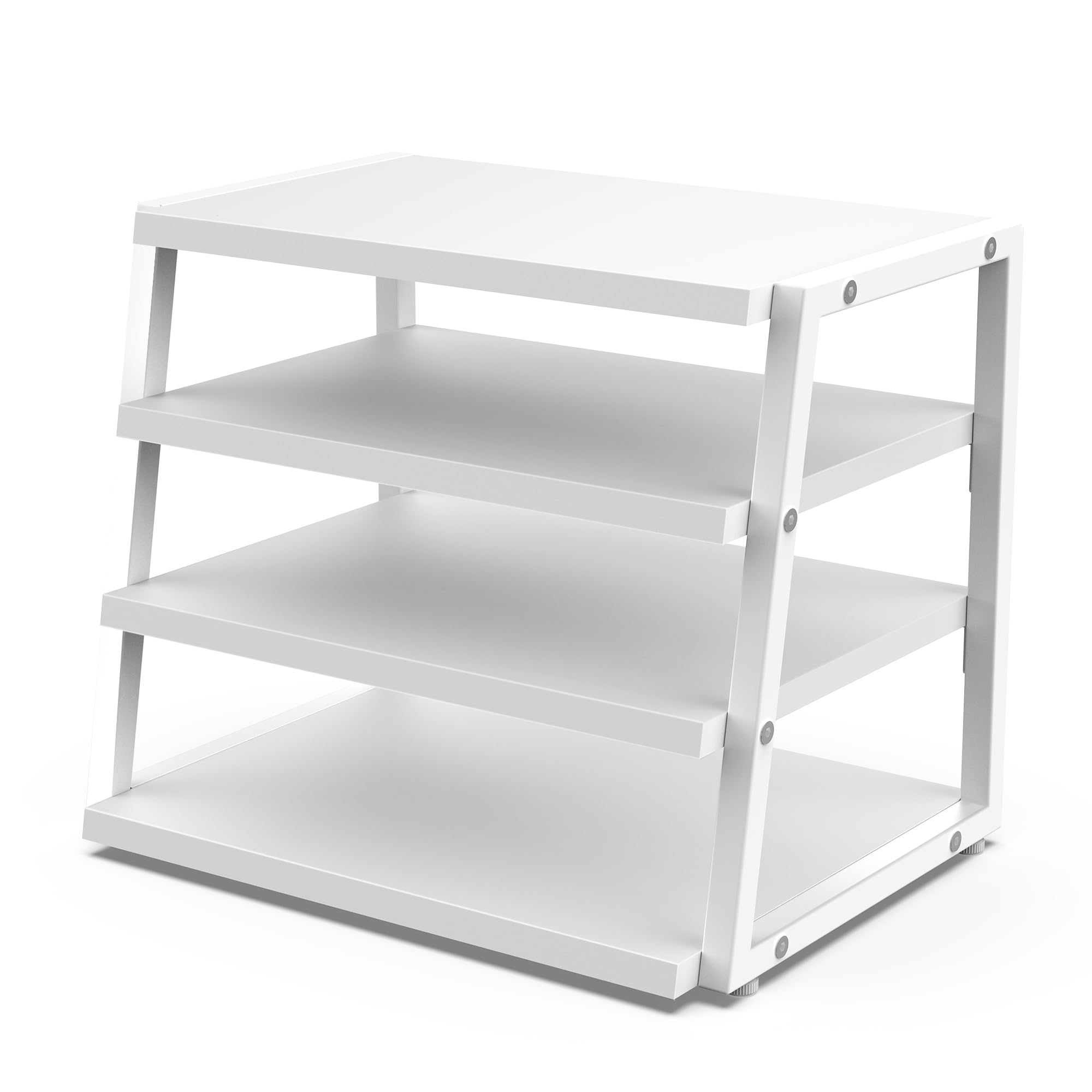 4 Tier Wood and Metal Desk Shelf Organizer - Corner File Holder for Office Supplies, Top of Desk Storage Accessories - Perfect for Home Office, Study, and Workspace Organization