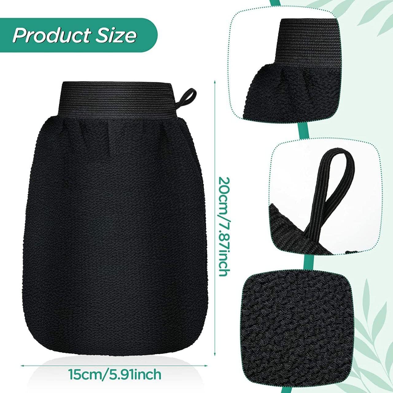 Exfoliating Bath Gloves for Dead Skin Removal - Body Scrub Mitt for Smooth & Bright Skin (Black) | Ideal for Shower, Spa & At-Home Skincare Routine