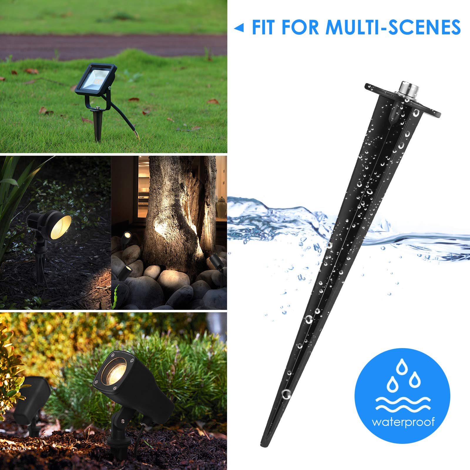 4pcs Solar Path Light Replacement Stakes with M5 Screw - Durable Ground Stake Accessories for Solar Lights - Perfect for Walkway, Patio, Garden & Yard Decoration