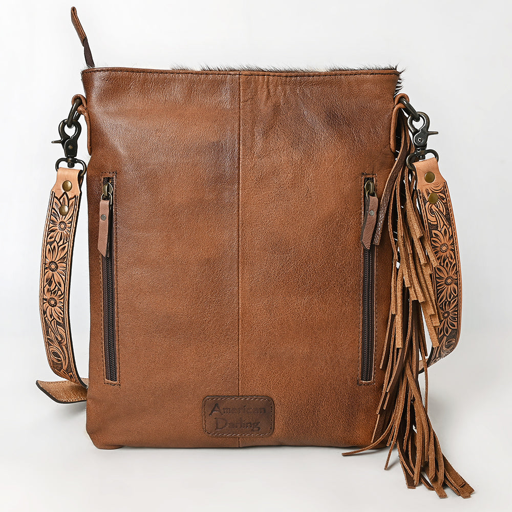 American Darling Hand-Tooled Hair-On Genuine Leather Women's Western Handbag Purse - Stylish Cowgirl Bag for Rodeo, Country Music Festivals & Everyday Use