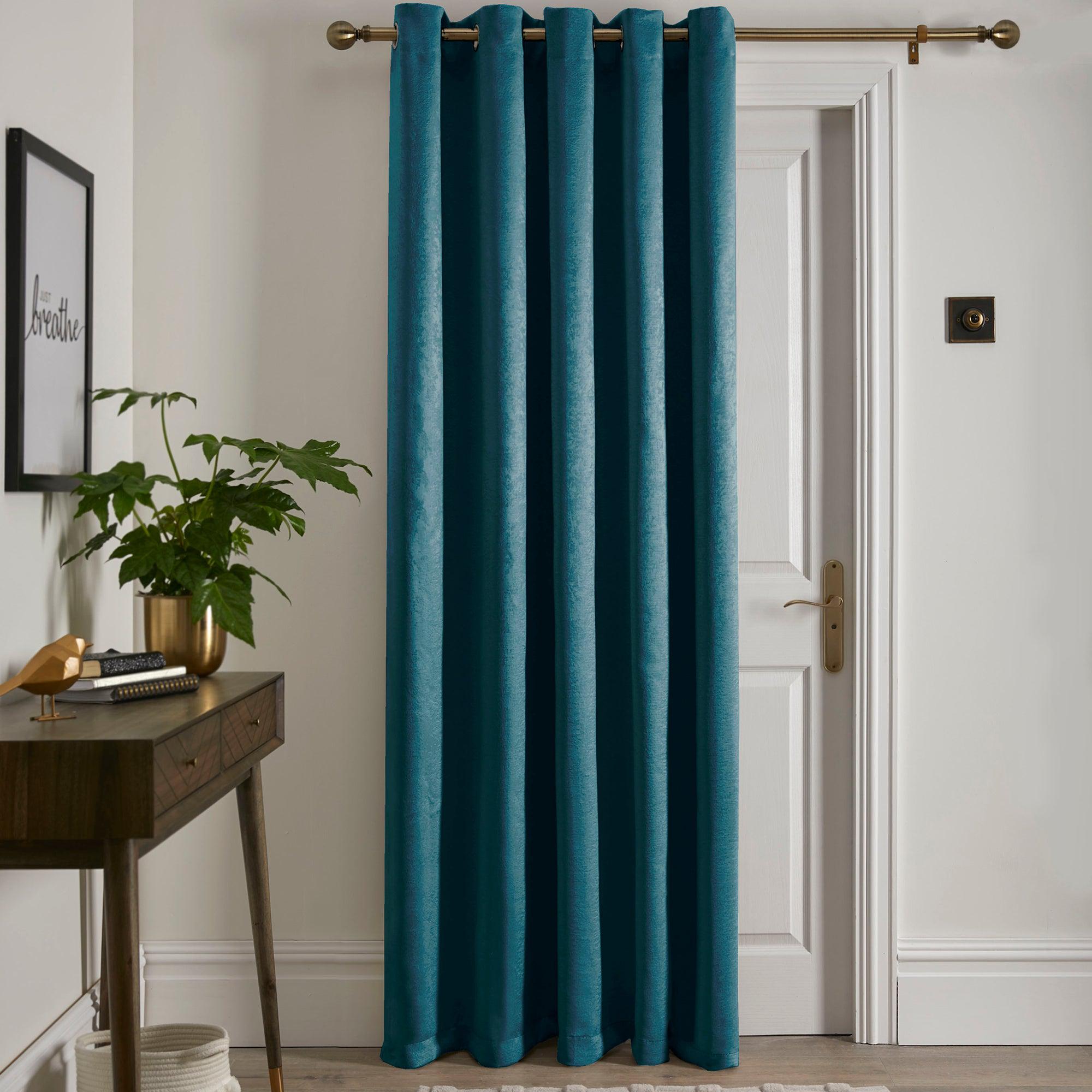 Fusion Strata Eyelet Panel Door Curtains - Dark Green & New Green Color Options for Living Room, Bedroom, and Home Decor