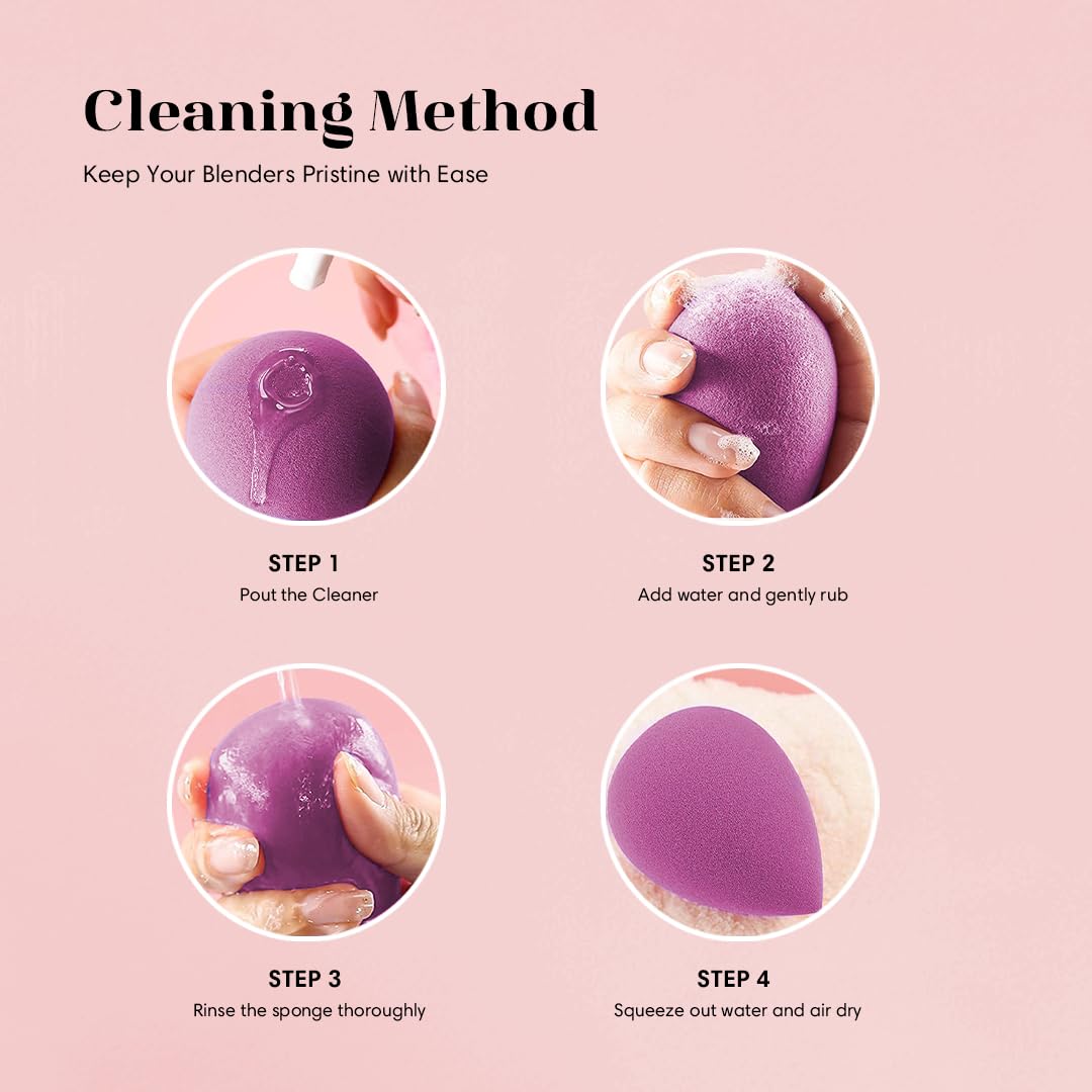 Gleva 4Pcs Beauty Blender Sponge Set - Soft Egg Shaped Makeup Sponge for Flawless Liquid Foundation, Cream & Powder Application | Wet & Dry Makeup Blender for Women & Girls | Perfect for Daily Makeup, Contouring & Professional Use (Multicolor)